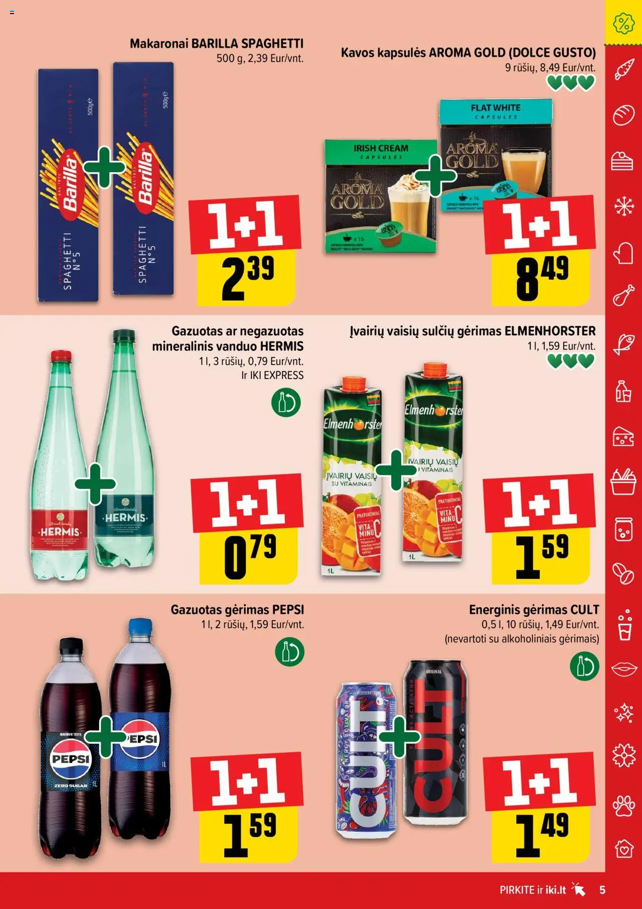 IKI akcijos nuo 15.09.2025 | Puslapis: 5 | Prekių: Energinis gėrimas, Makaronai, Mineralinis vanduo