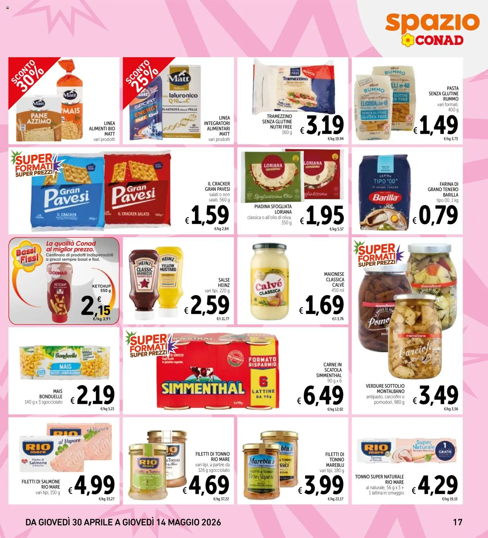 Volantino Spazio Conad del 30.04.2026 | Pagina: 17 | Prodotti: Pane, Ketchup, Pasta, Scatola