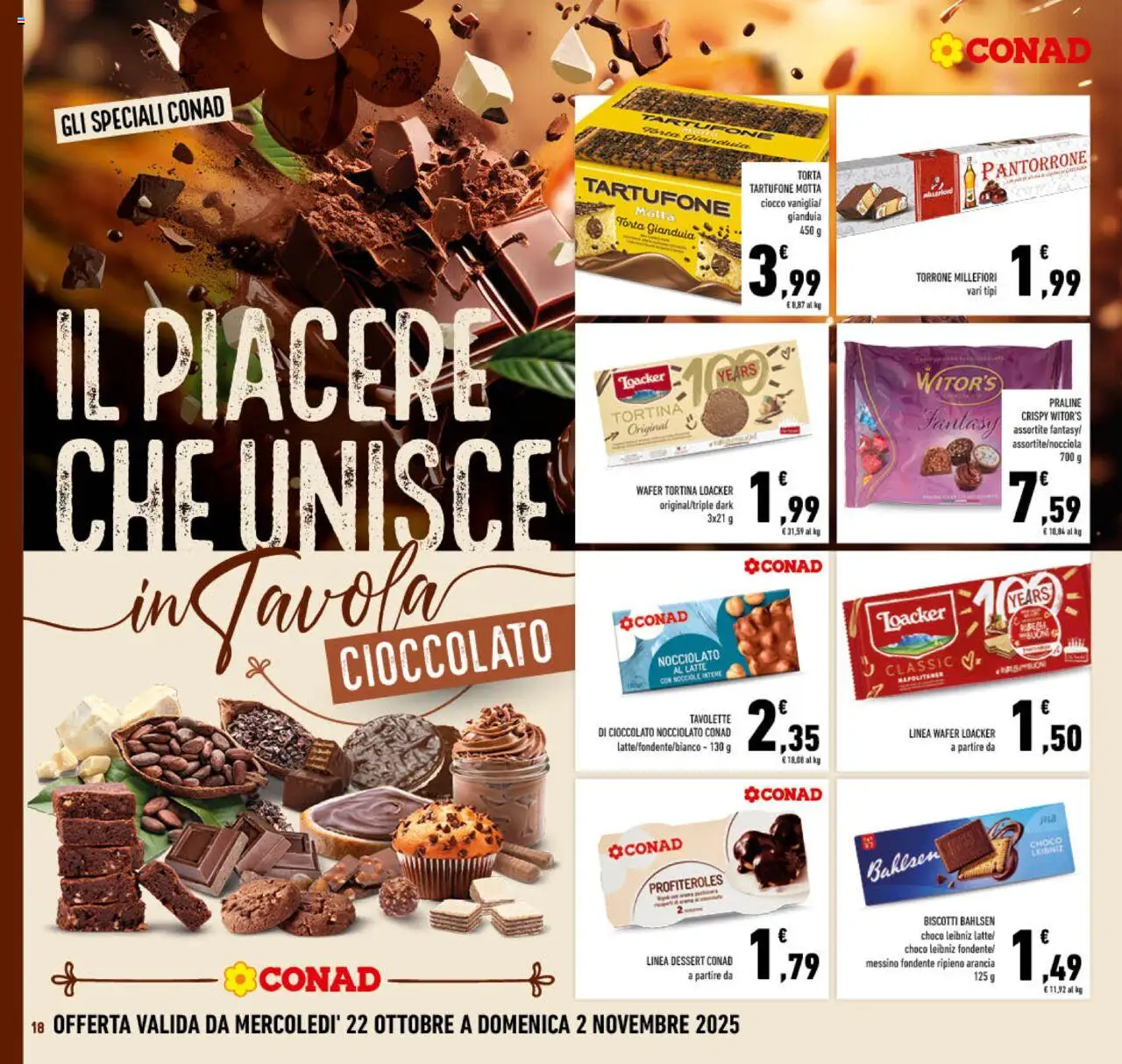 Volantino Conad del 22.10.2025 | Pagina: 18 | Prodotti: Latte, Nocciole, Arancia, Torta