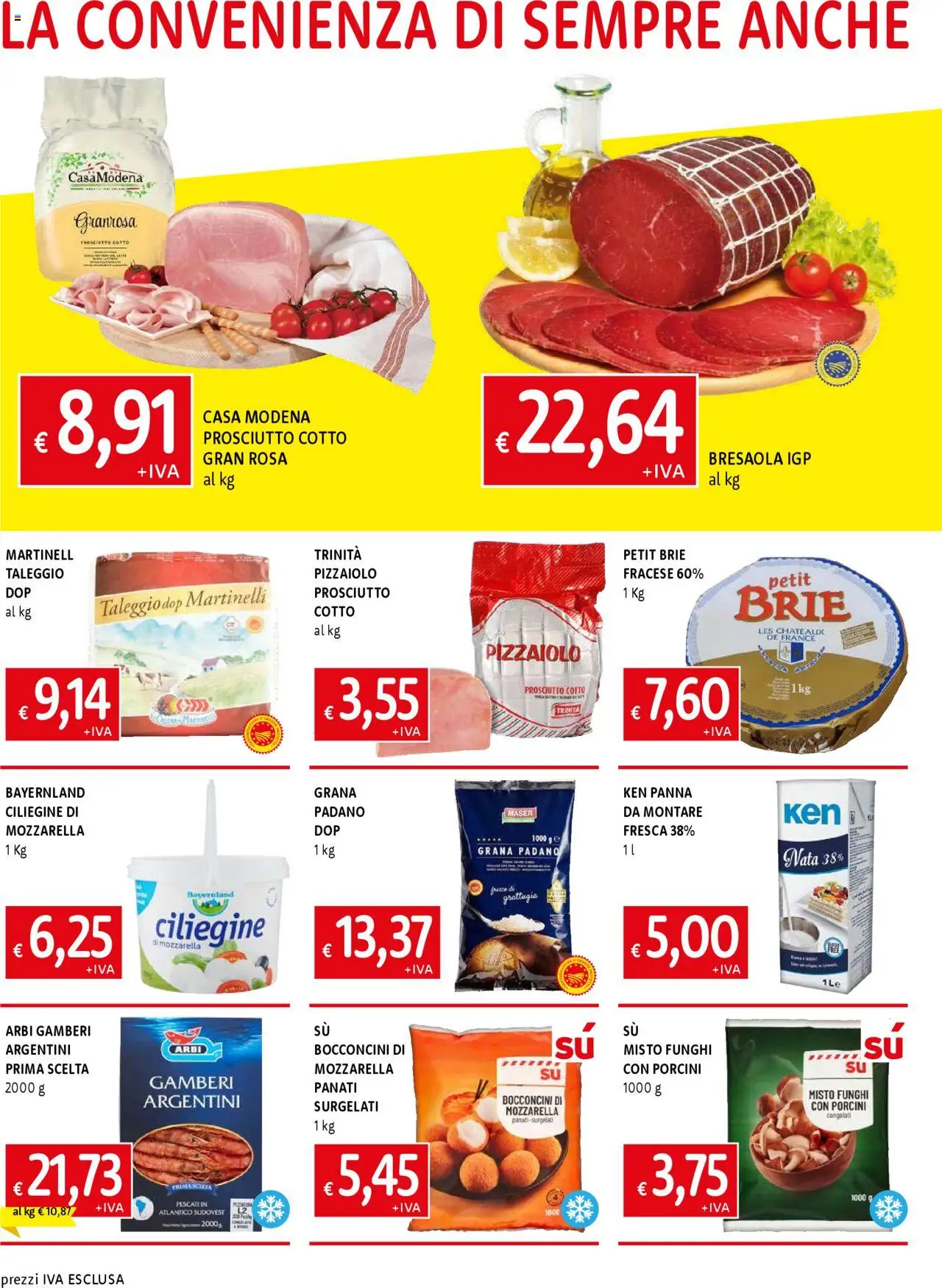 Volantino Famila del 31.07.2025 | Pagina: 2 | Prodotti: Prosciutto Cotto, Gamberi, Mozzarella, Prosciutto