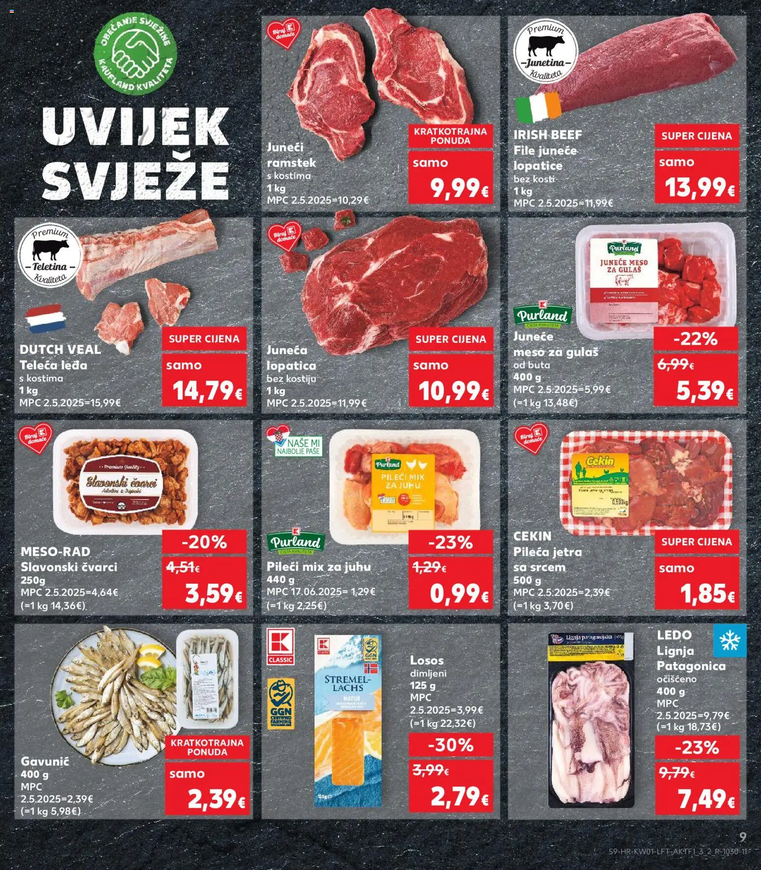 Kaufland katalog | vrijedi od 02.01.2026 | Stranica: 9 | Proizvodi: Meso, Junetina, Losos, Lopatica
