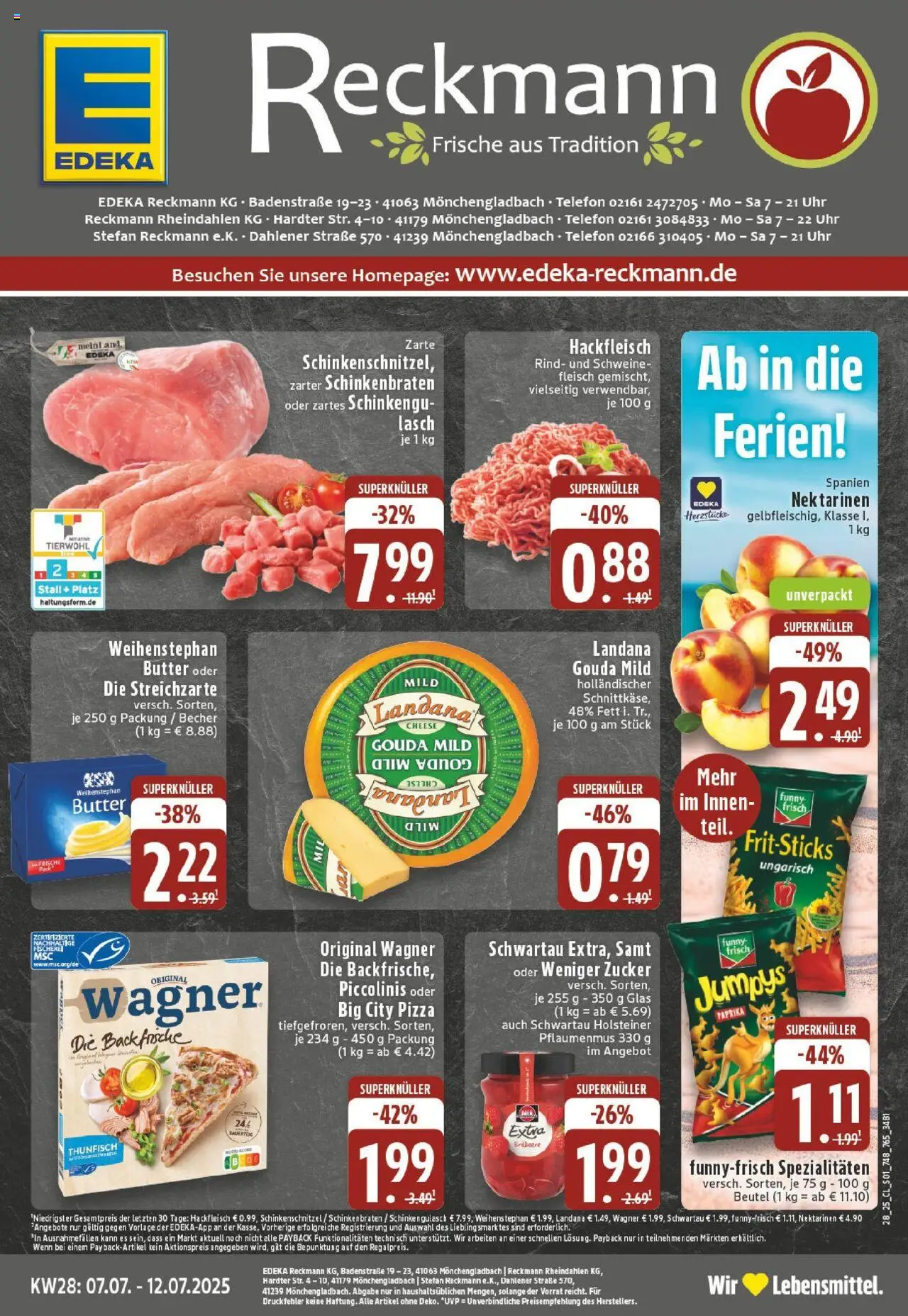 Edeka prospekt Mönchengladbach-Rheydt	 - gültig ab dem 06.07.2025 | Seite: 1 | Produkte: Nektarinen, Paprika, Pizza, Schweinefleisch