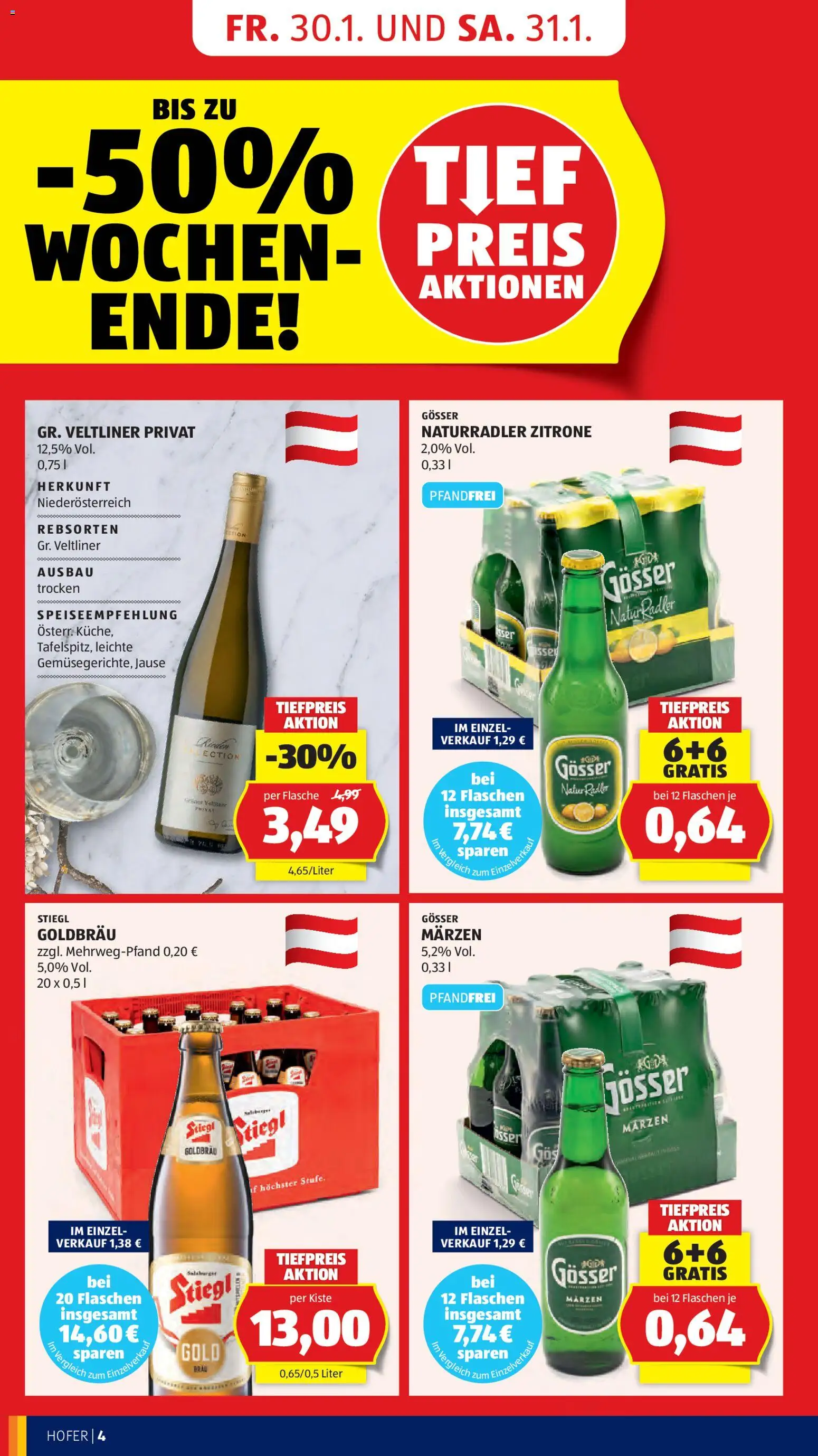 Hofer AT akciós ujság - amely érvényes a következő dátumtól: 30.01.2026 | Oldal: 6 | Termékek: Radler, Gösser