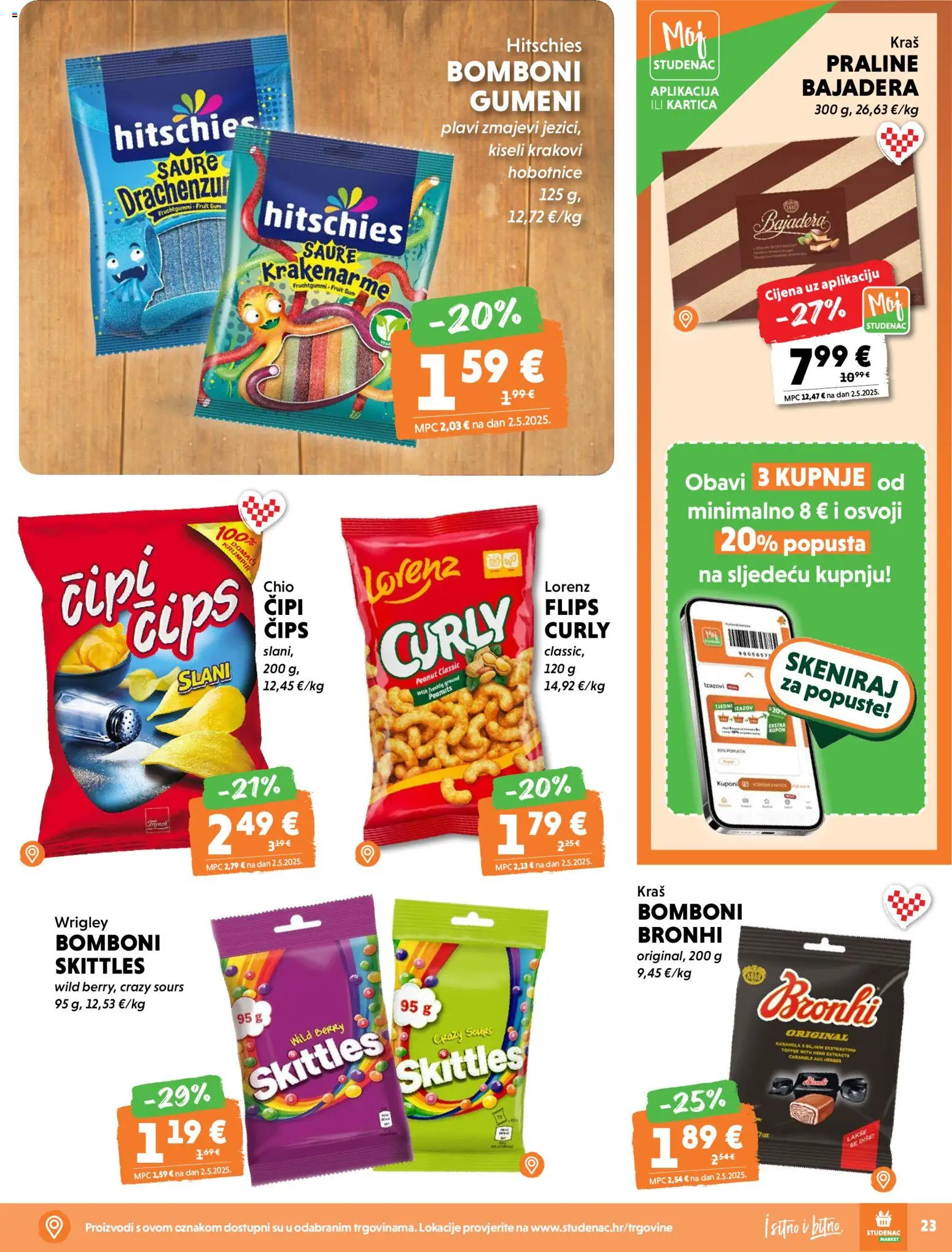 Studenac katalog | vrijedi od 22.04.2026 | Stranica: 23 | Proizvodi: Flips, Praline, Čips, Krumpir