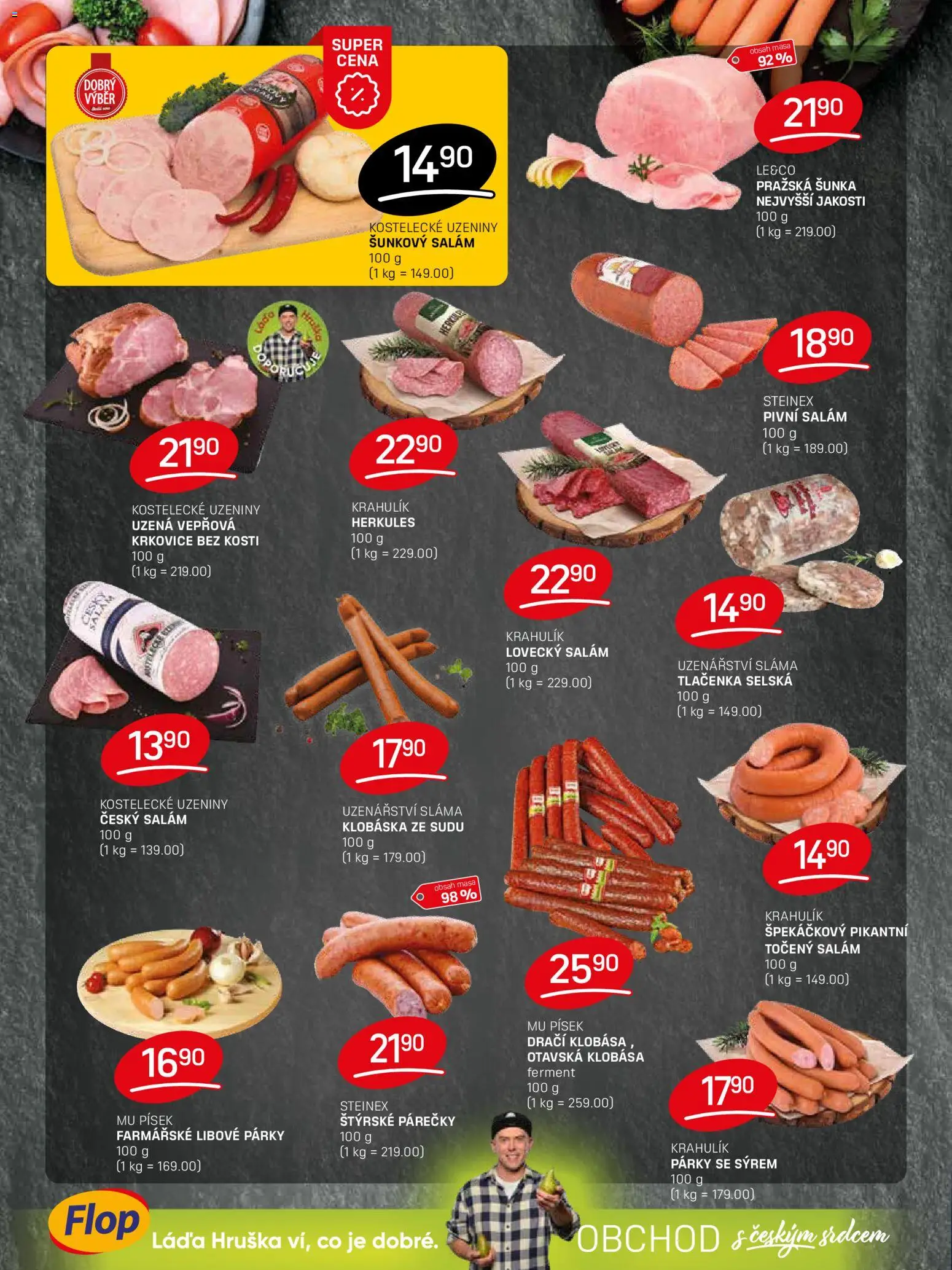 Flop leták od 05.11.2025 | Strana: 2 | Produkty: Šunka, Párky, Tlačenka, Lovecký salám