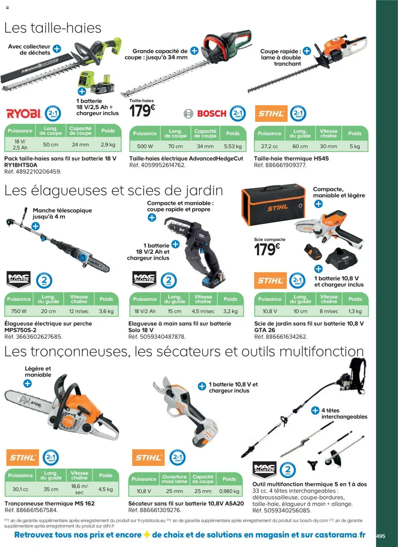 {H1} | Page: 495 | Produits: Poids, Tronçonneuse thermique, Sécateur, Batterie