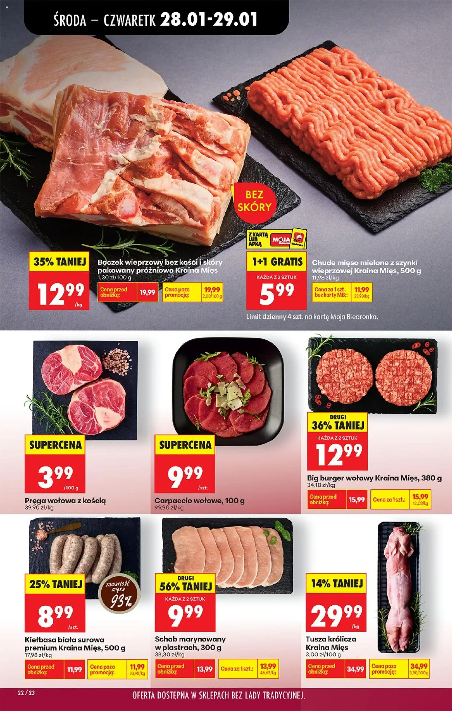 Biedronka gazetka - Oferta w tym tygodniu od 28.01.2026 | Strona: 28 | Produkty: Burger wołowy, Carpaccio wołowe, Carpaccio, Boczek