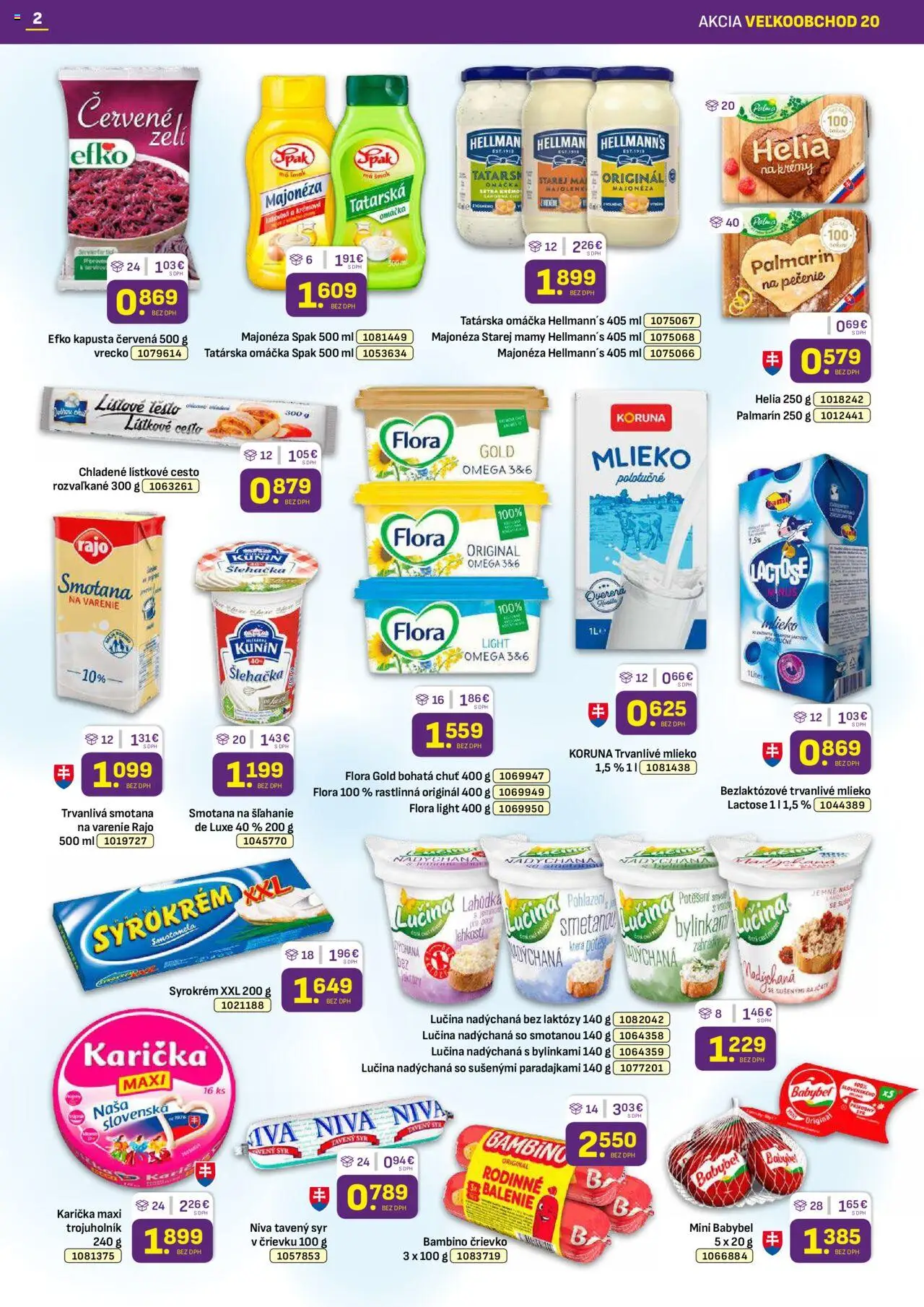 Nové Libex akcie – leták je platný od 06.10.2025 | Strana: 2 | Produkty: Mlieko, Kapusta červená, Tatárska omáčka, Flora