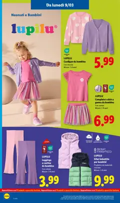 Anteprima del volantino LUPILU Cardigan da bambina, Con viscosa. Misure: 2-8 anni valido a partire dal 09.03.2026 | Pagina: 34 | Prodotti: Leggings, T-shirt, Gonna, Gilet
