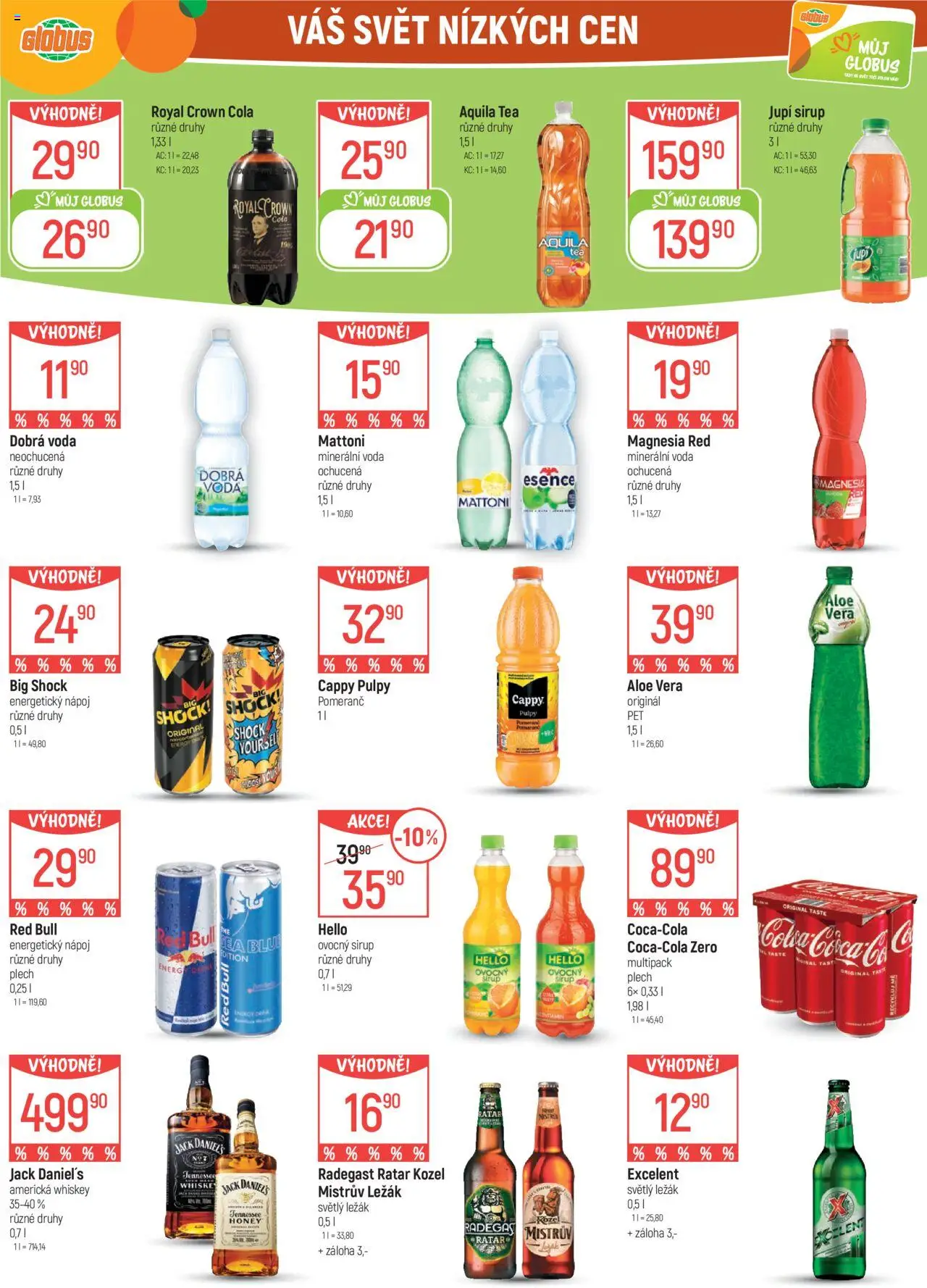 Globus leták - České Budějovice od 20.08.2025 | Strana: 27 | Produkty: Royal Crown Cola, Energetický nápoj, Aloe vera, Red Bull