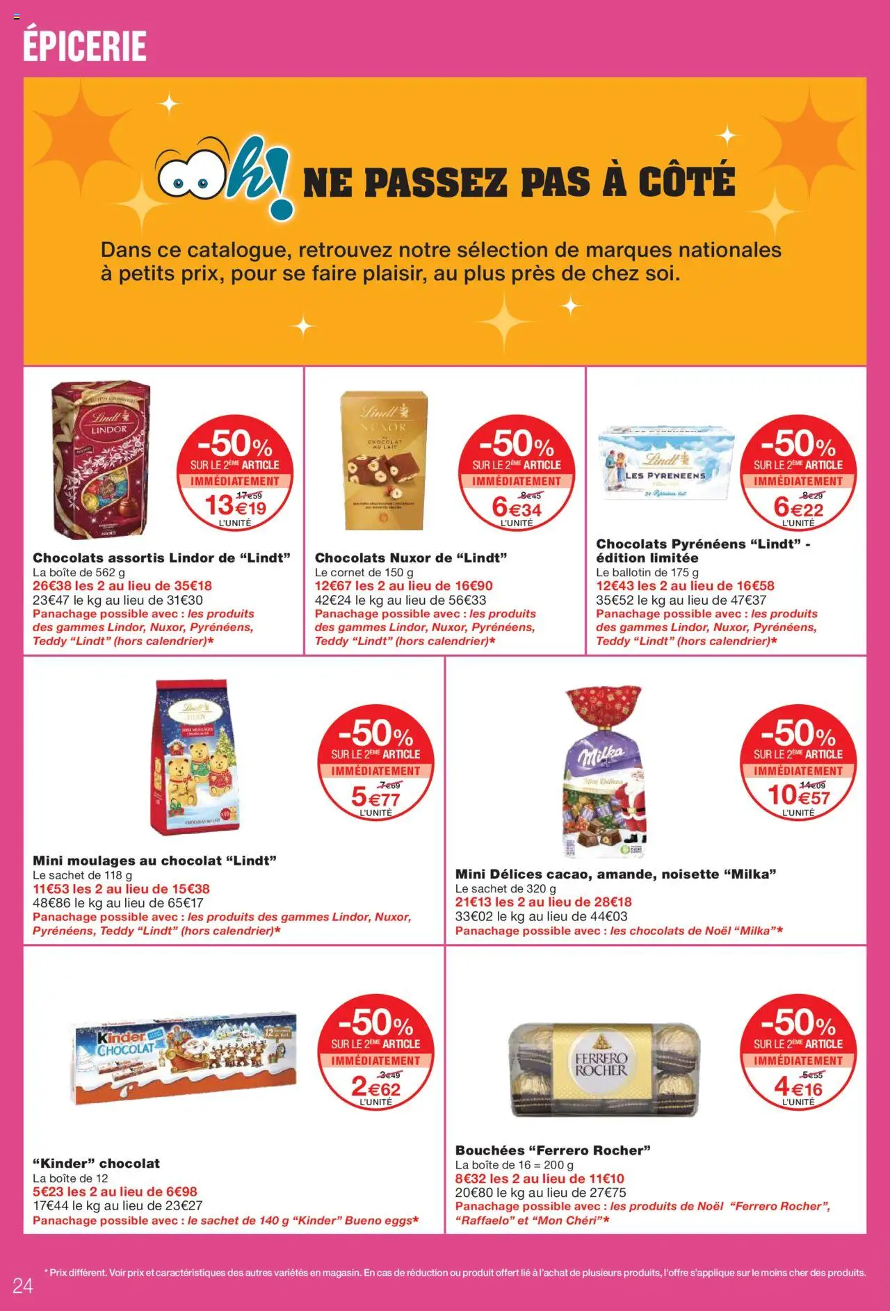 {H1} | Page: 24 | Produits: Ferrero rocher, Kinder Bueno, Lait, Lindt