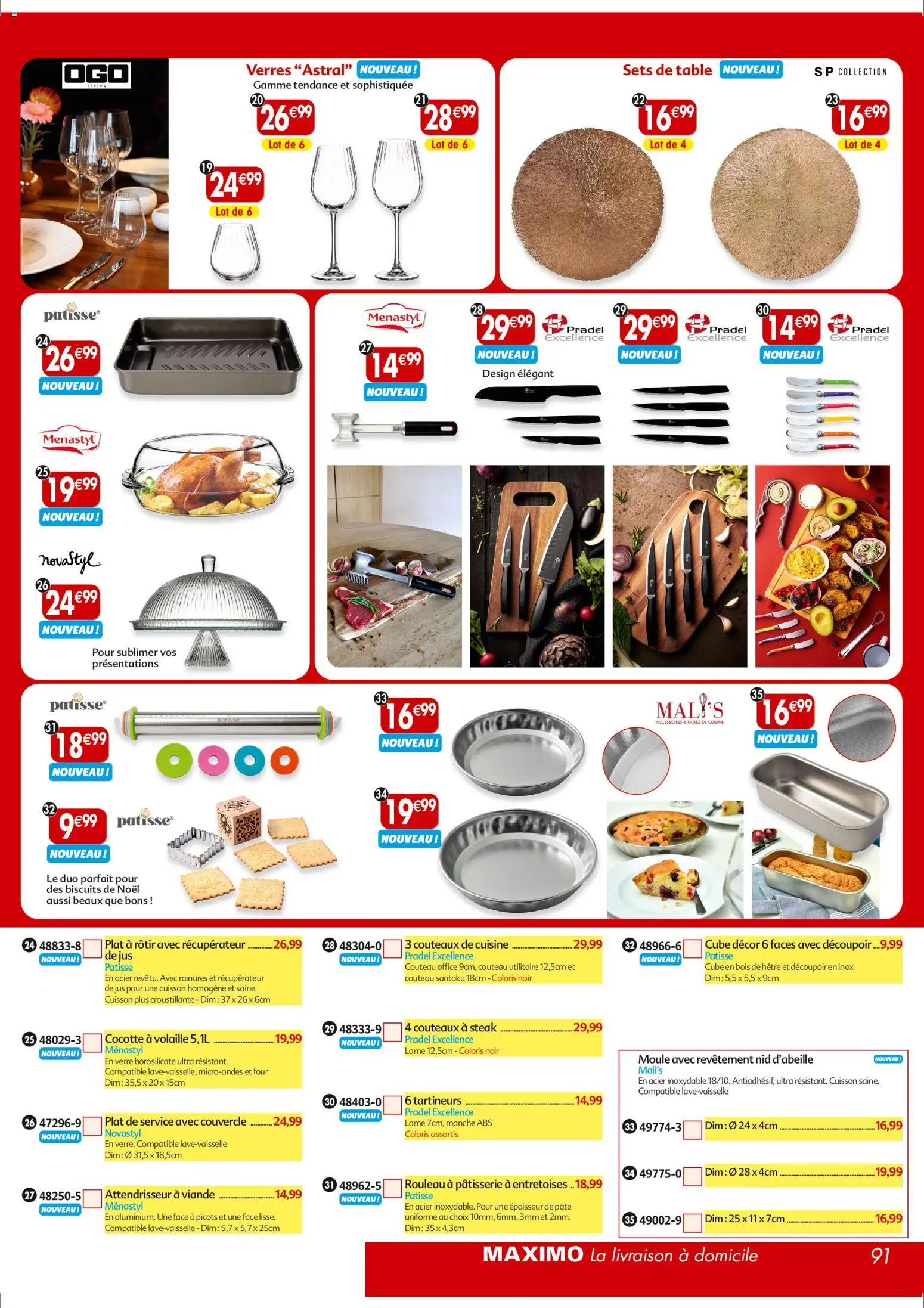 {H1} | Page: 91 | Produits: Couteau, Rouleau, Jus, Biscuits