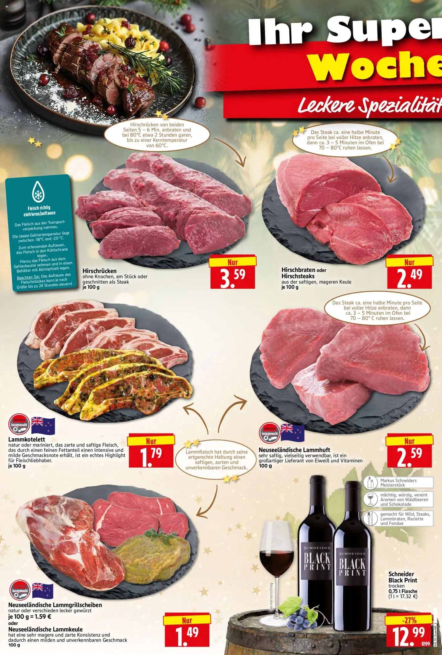 HERKULES Sonderbeilage – gültig ab 11.12.2025 | Seite: 2 | Produkte: Lammkeule, Schokolade, Kühlschrank, Raclette