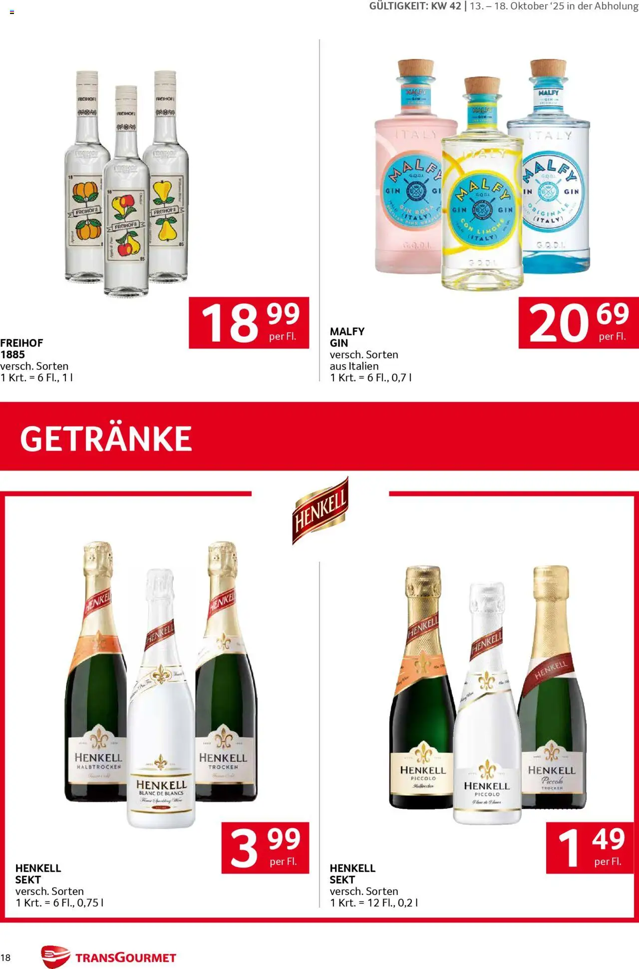 Transgourmet Flugblatt gültig ab 13.10.2025 | Seite: 18 | Produkte: Gin