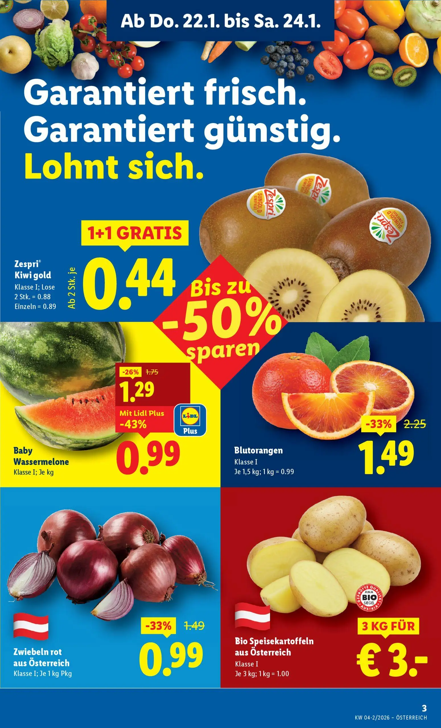 Lidl Flugblatt - Oberpullendorf, Güssing, Oberwart gültig ab 22.01.2026 | Seite: 5 | Produkte: Kiwi, Zwiebeln, Wassermelone