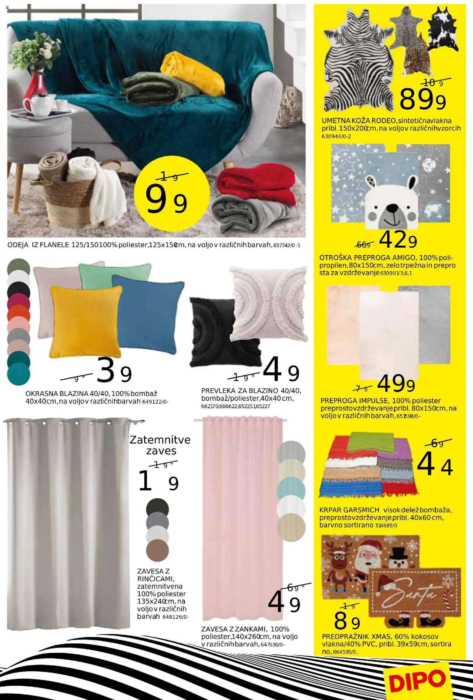 Novi Dipo katalog ponudbe – veljaven od 12.11.2025 | Stran: 9 | Izdelki: Prevleka, Blazina, Preproga, Predpraznik