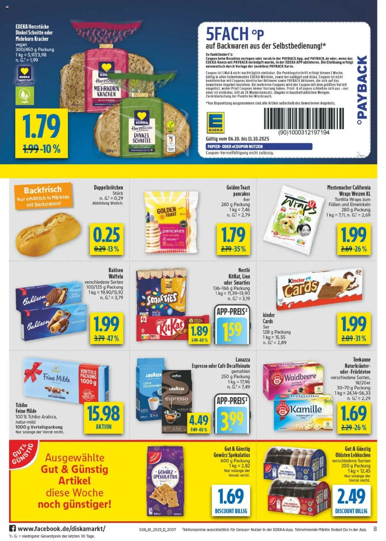 Diska - diska Angebote Sachsen-Thüringen KW41 – gültig ab 06.10.2025 | Seite: 8 | Produkte: Lavazza, Toast, Smarties, Waffeln