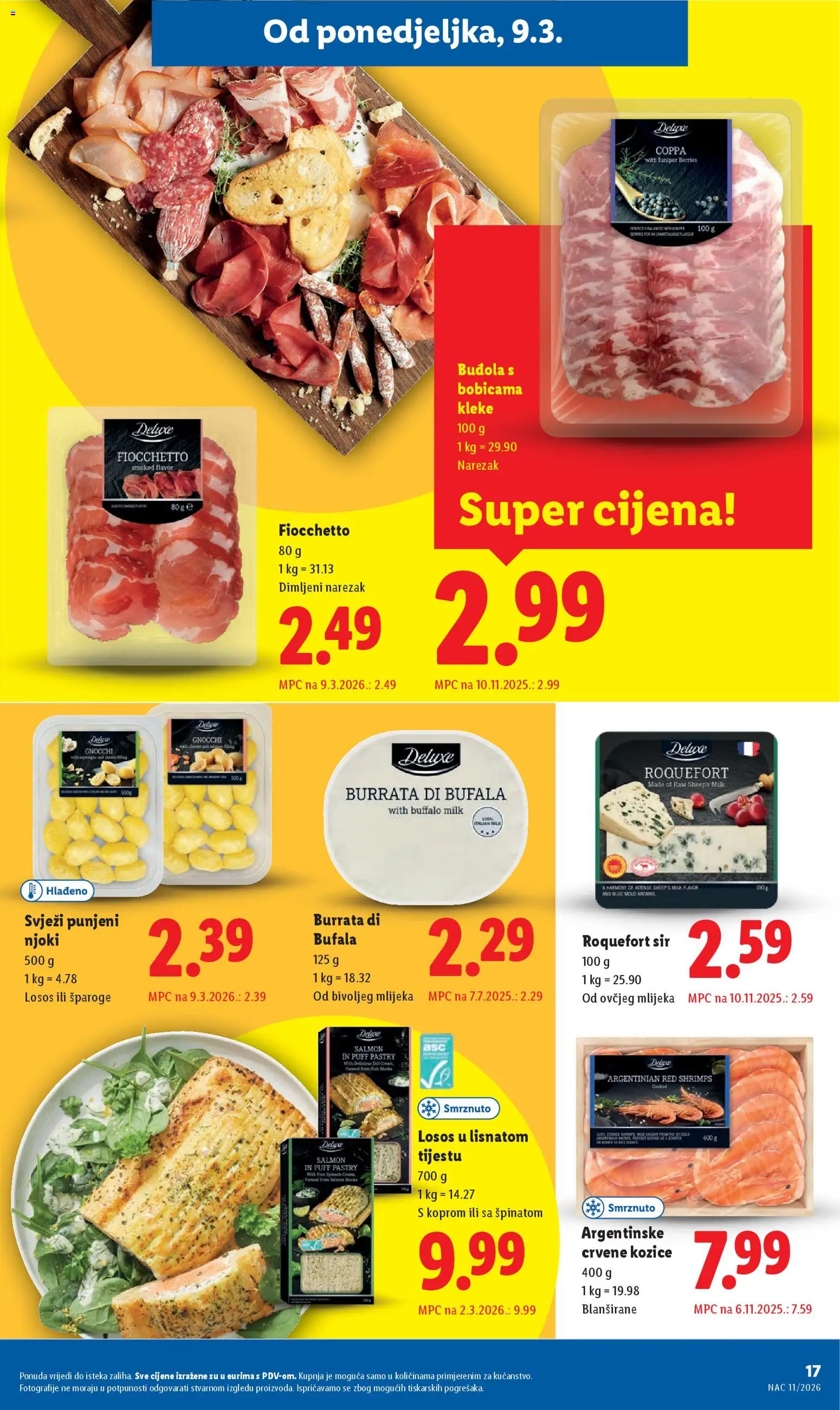 Lidl katalog | vrijedi od 09.03.2026 | Stranica: 17 | Proizvodi: Narezak, Njoki, Buđola, Losos