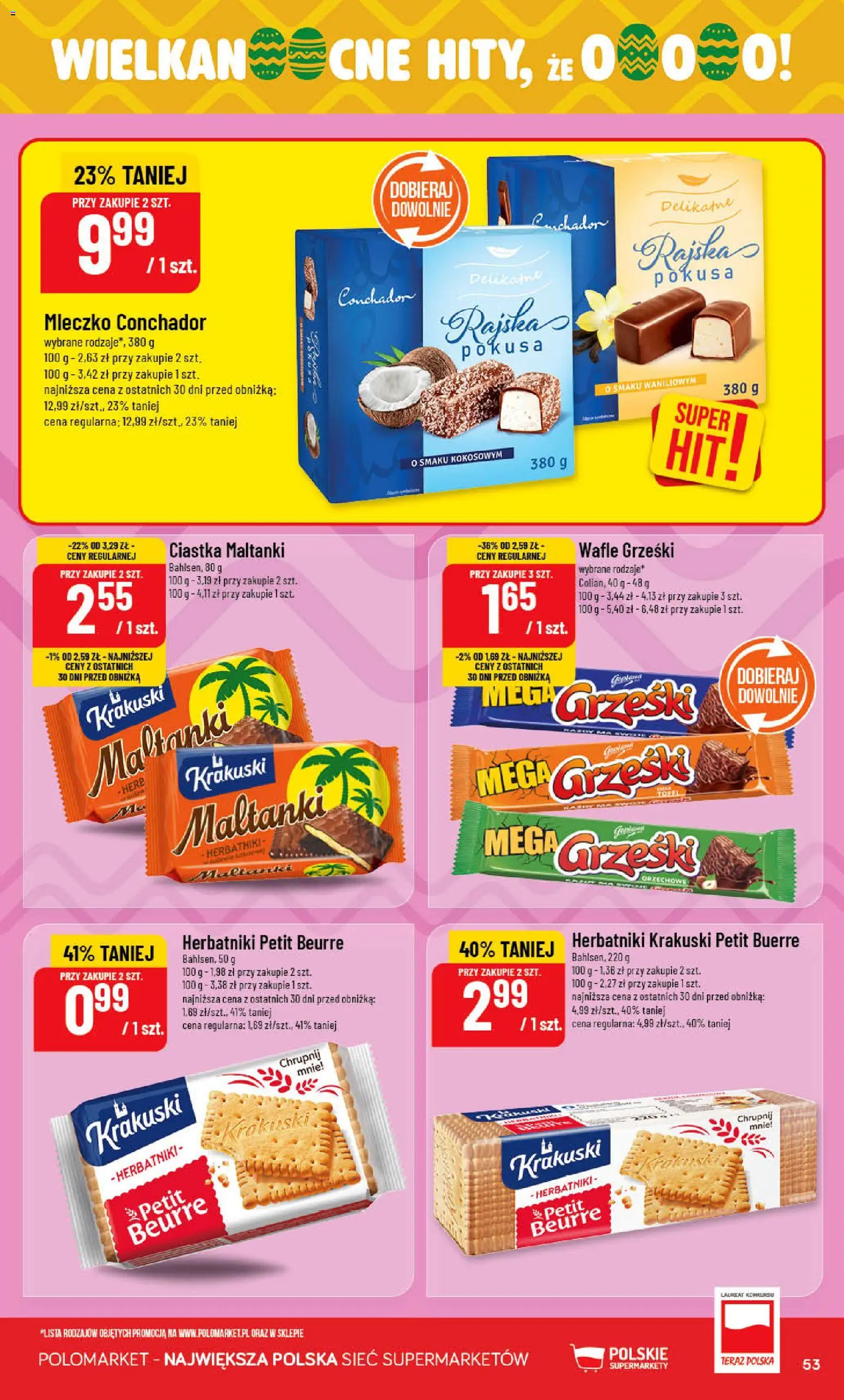 POLOmarket gazetka od 25.03.2026 | Strona: 53 | Produkty: Wafle, Herbatniki, Ciastka