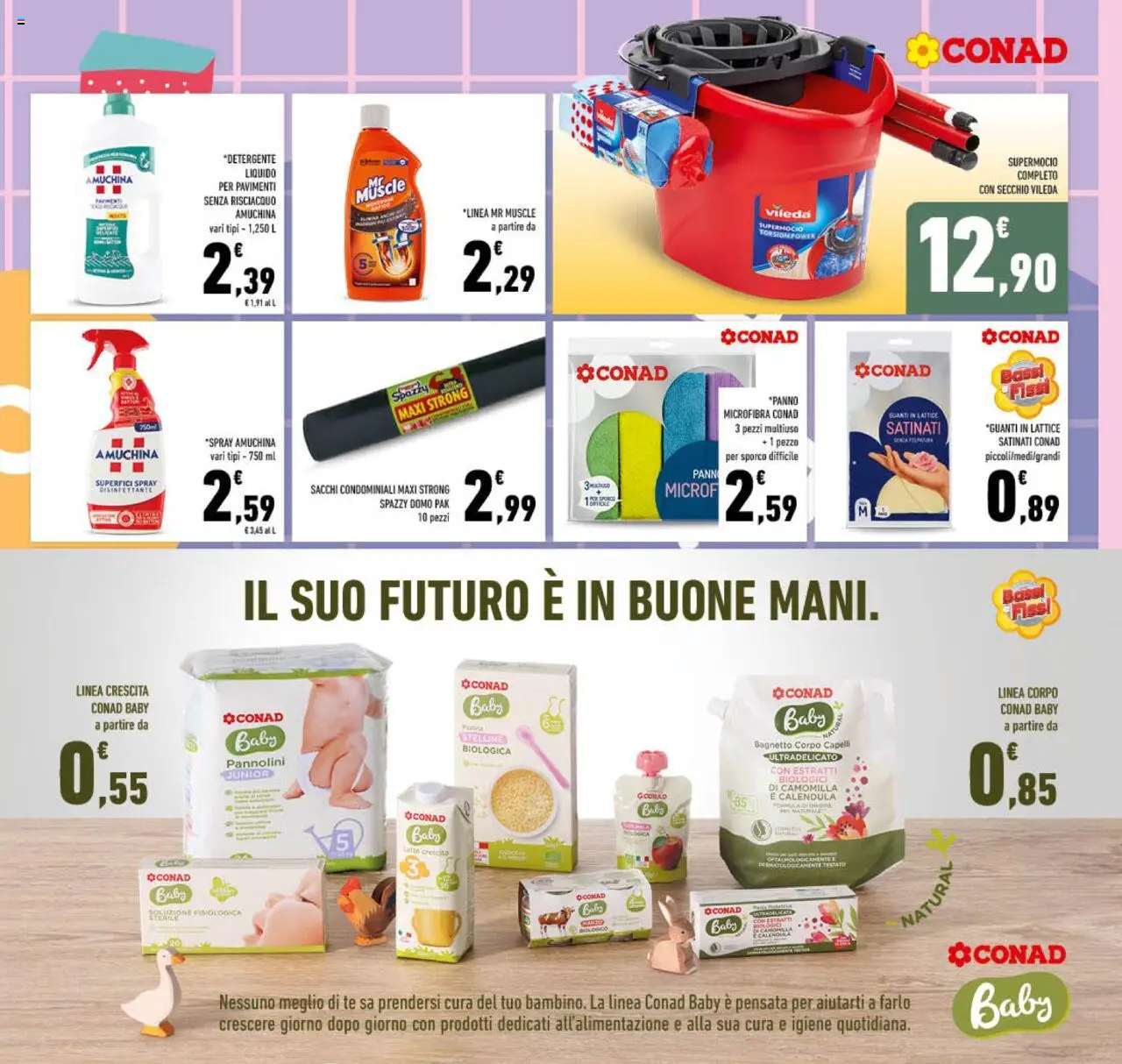 Volantino Conad del 27.08.2025 | Pagina: 21 | Prodotti: Pannolini, Detergente, Bagnetto, Secchio