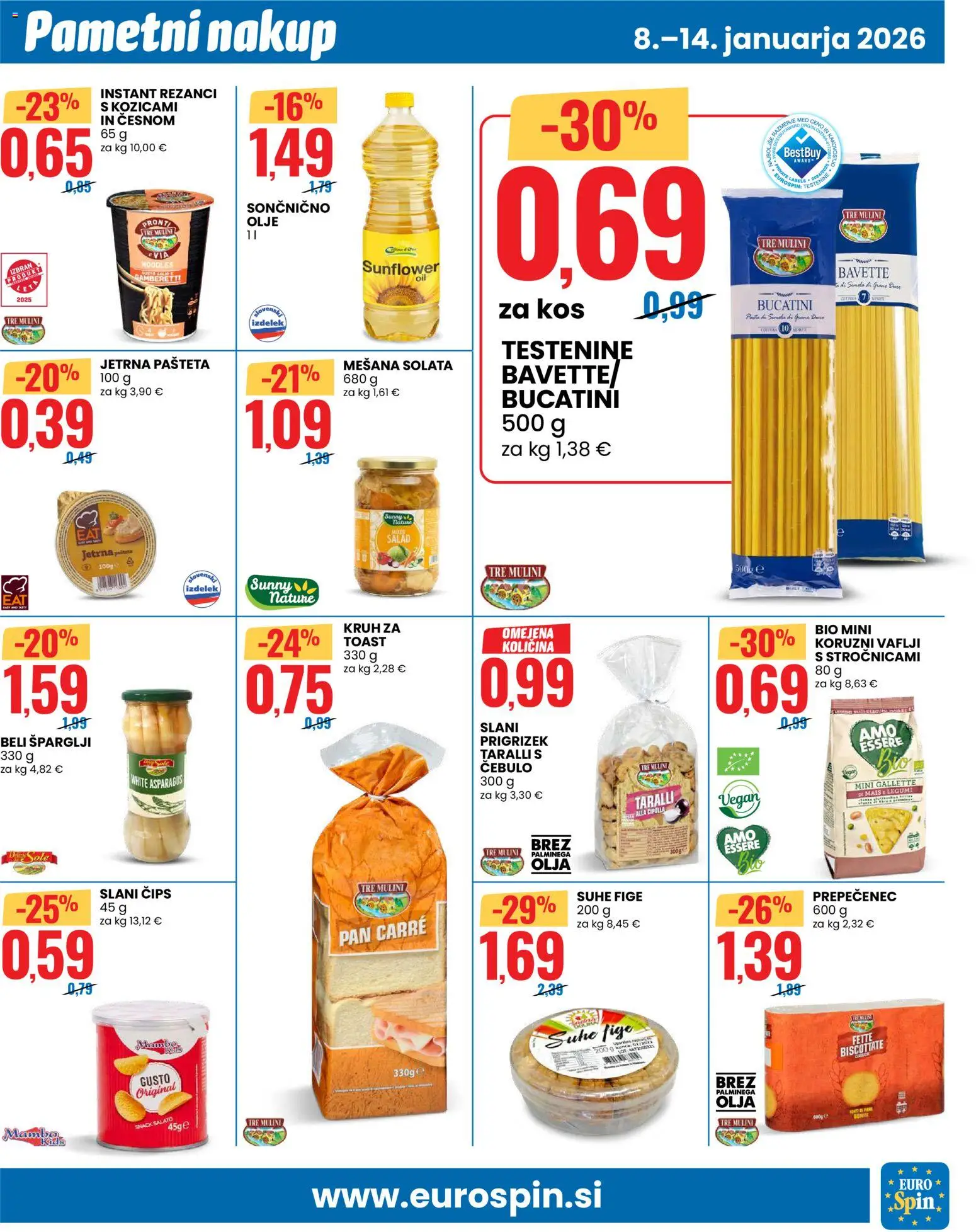 Novi Eurospin katalog ponudbe – veljaven od 08.01.2026 | Stran: 7 | Izdelki: Toast, Pašteta, Suhe fige, Cips