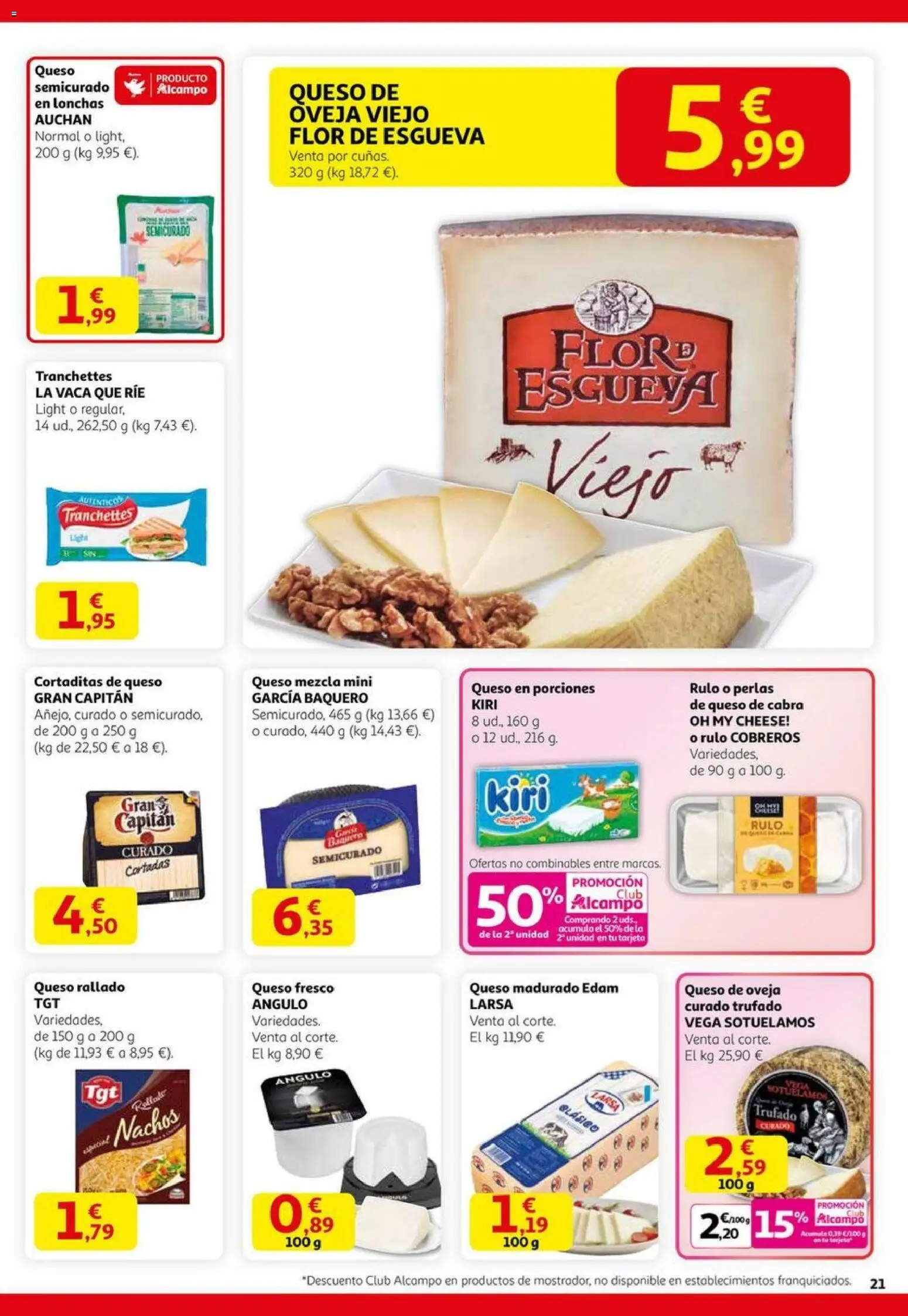 Alcampo - Black Friday  │ válido desde el 06.11.2025 | Página: 21 | Productos: Queso de oveja, Καλτσάκια μισά, Queso, Queso fresco