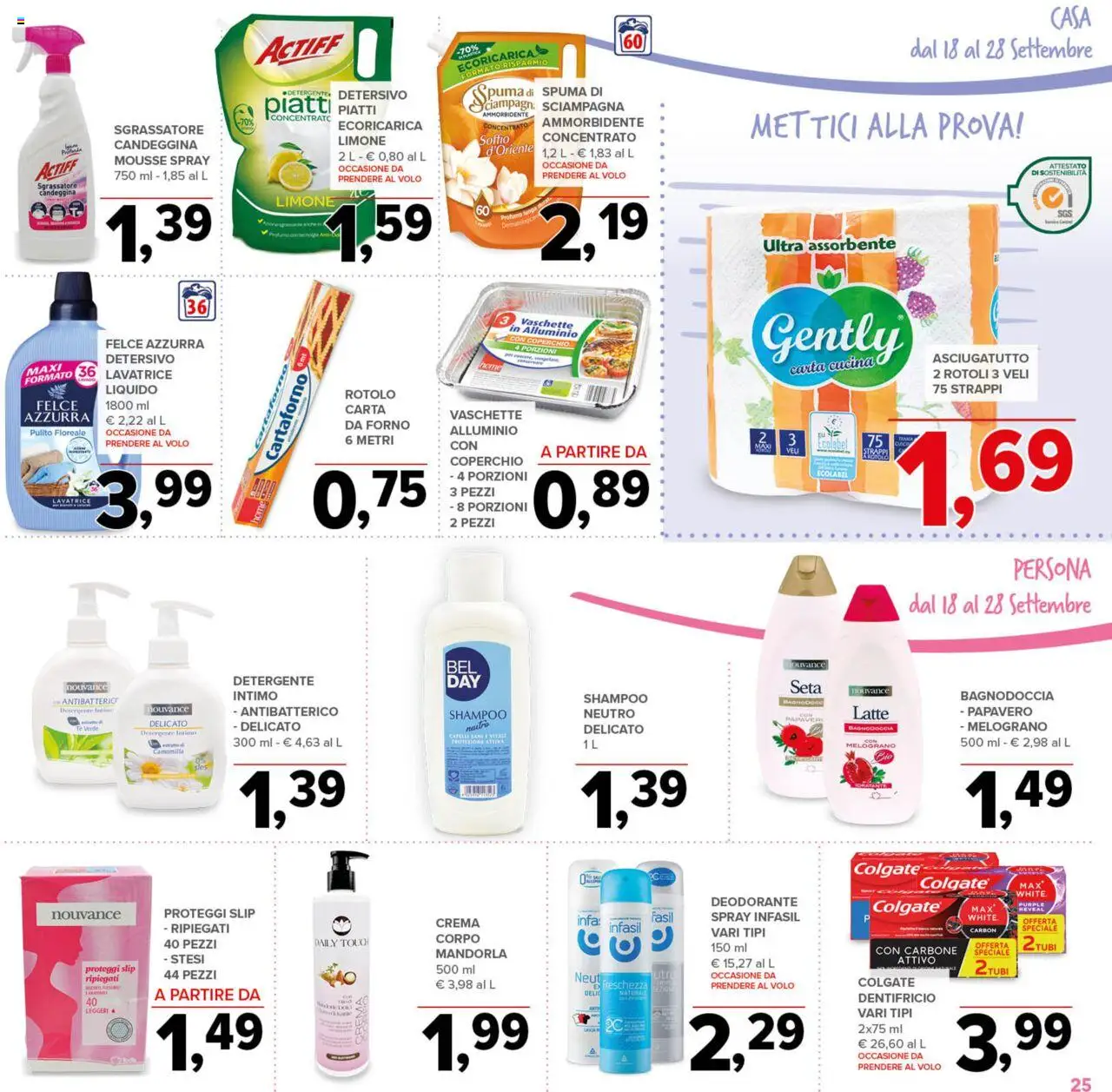 Volantino Todis del 18.09.2025 | Pagina: 25 | Prodotti: Dentifricio, Proteggi slip, Candeggina, Lavatrice