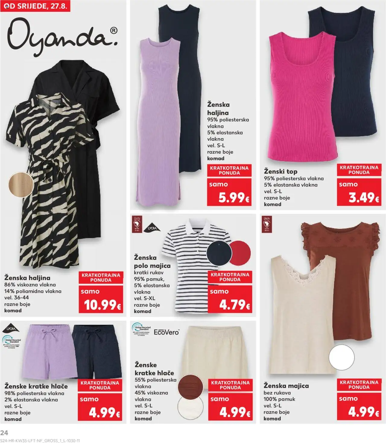 Kaufland katalog | vrijedi od 27.08.2025 | Stranica: 24 | Proizvodi: Majica, Hlače, Kratke hlače, Haljina