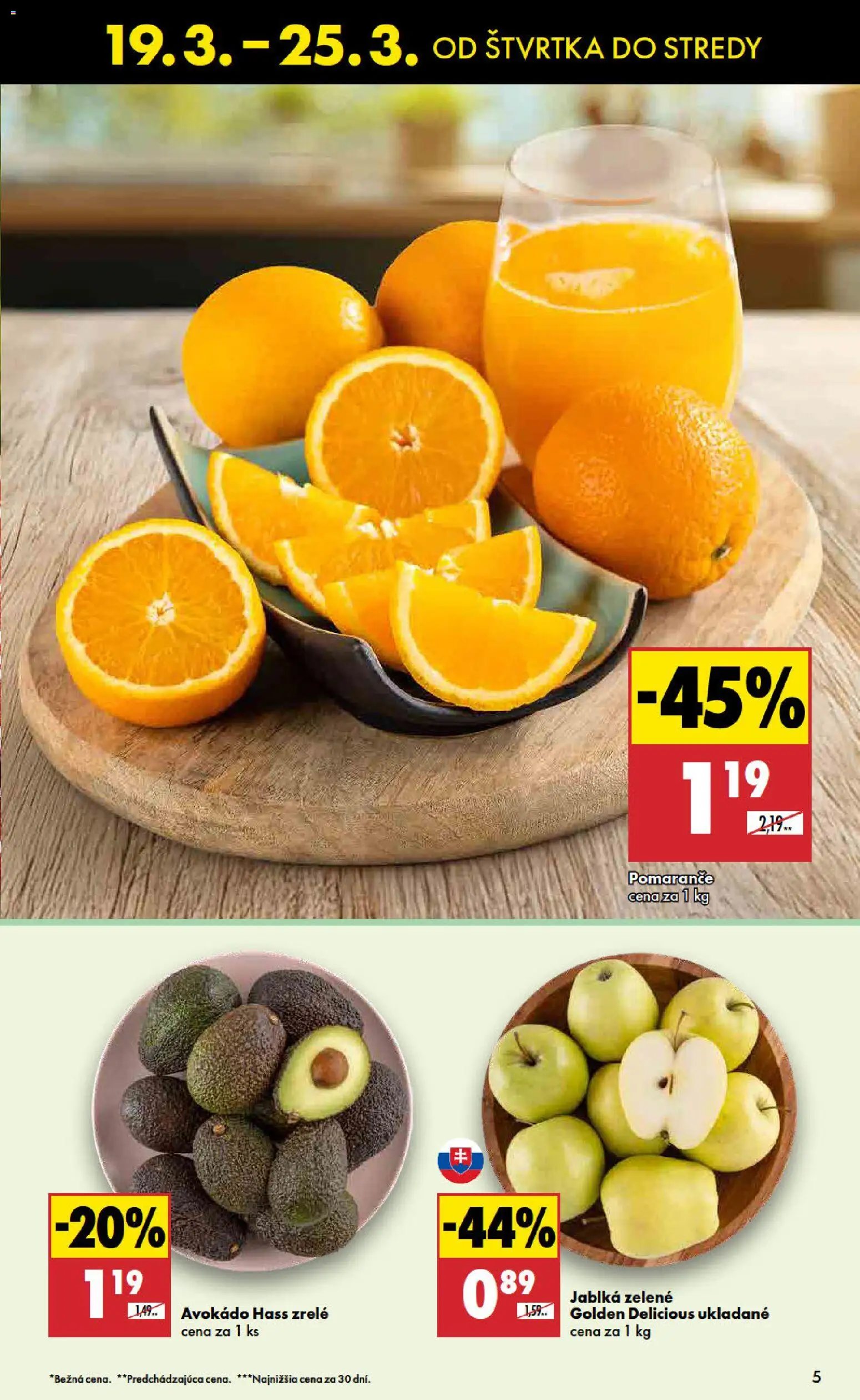 Nové Biedronka akcie – leták je platný od 19.03.2026 | Strana: 5 | Produkty: Jablká, Pomaranče, Avokádo