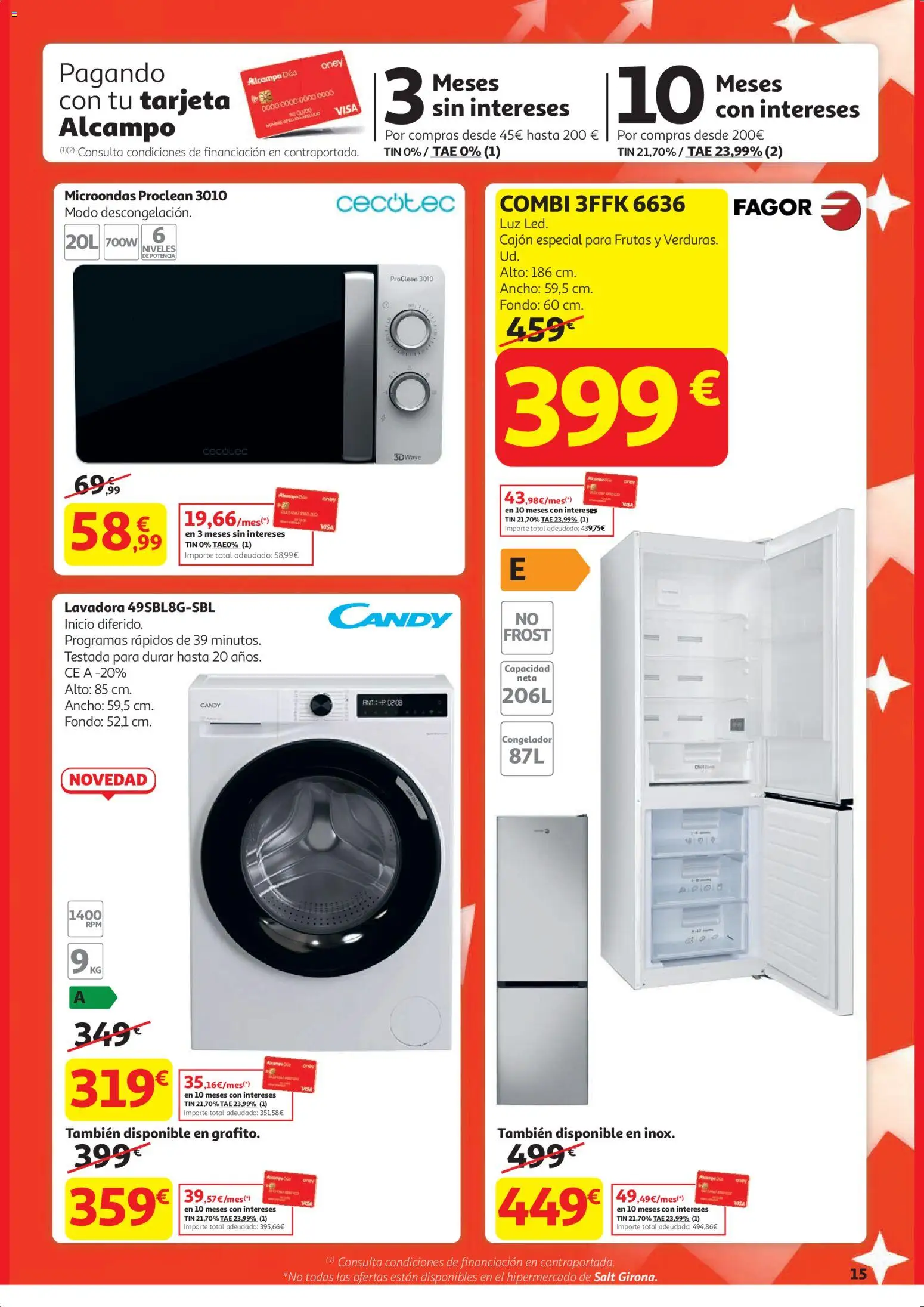 Alcampo - HP Catalan  │ válido desde el 15.01.2026 | Página: 15 | Productos: Congelador, Lavadora, Combi