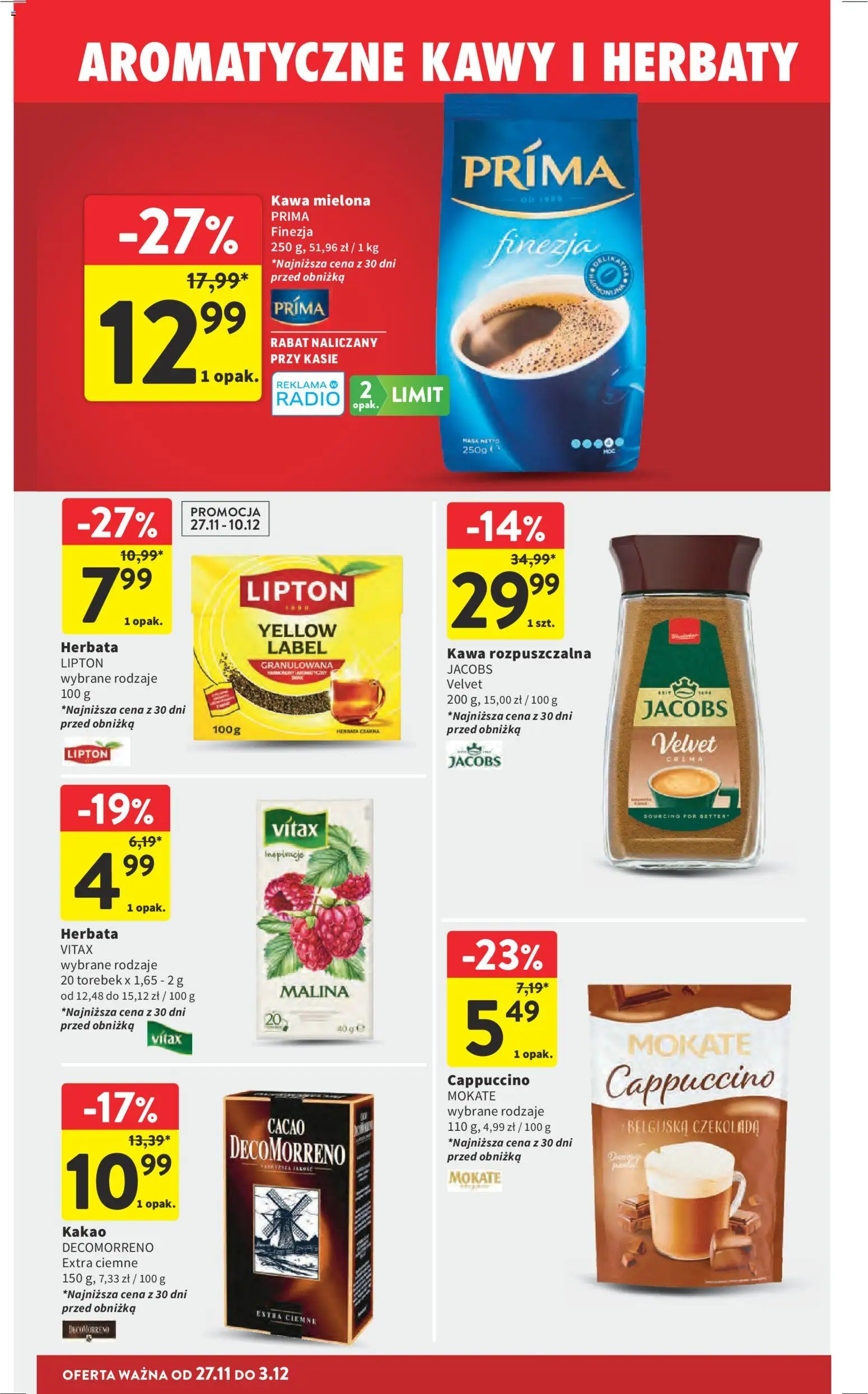 Intermarche Black Friday od 27.11.2025 | Strona: 51 | Produkty: Radio, Kakao, Kawa rozpuszczalna, Herbata