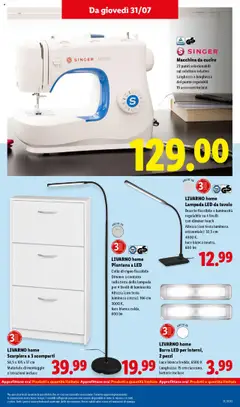 Volantino Lidl del 28.07.2025 | Pagina: 45 | Prodotti: Macchina da cucire, Tavolo, Batterie, Lampada