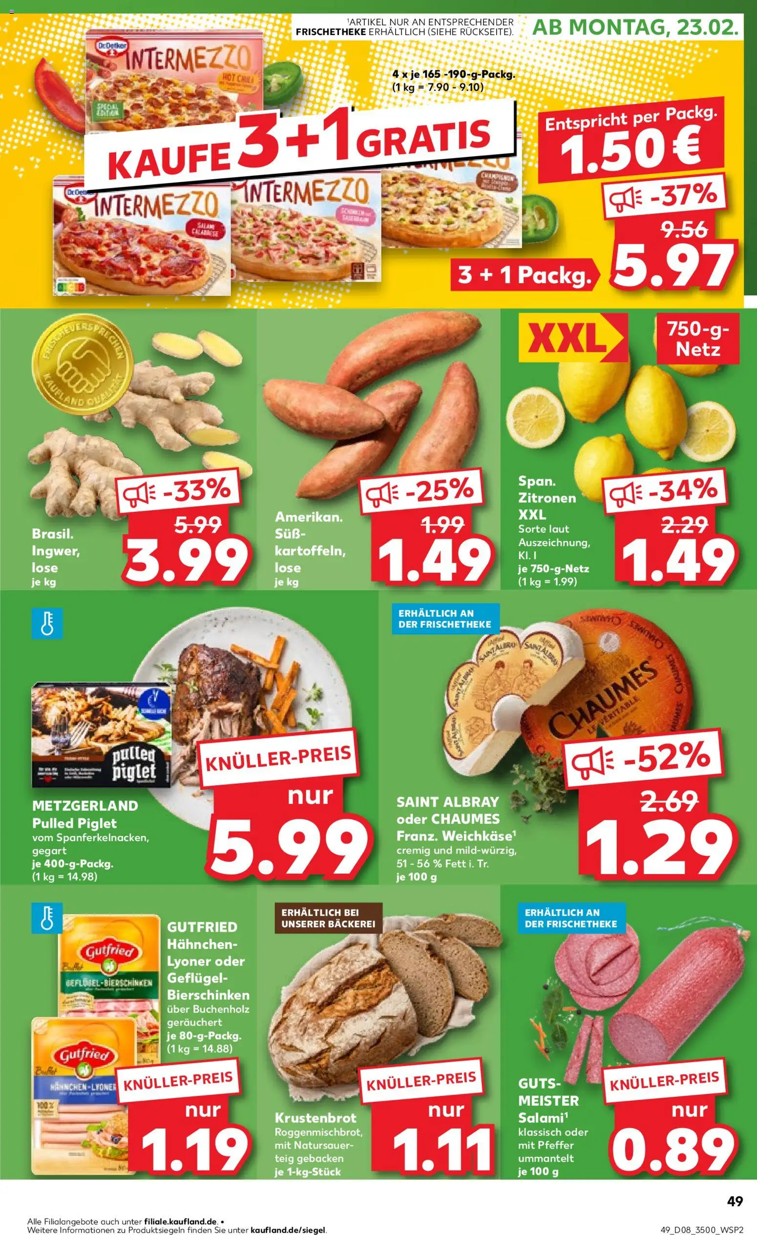 Kaufland prospekt Jena	 – gültig ab 19.02.2026 | Seite: 49 | Produkte: Hahnchen, Bäckerei, Pizza, Zitronen