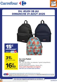 Carrefour - Prévisualisation de Carrefour catalogue offre spéciale eastpack padded valide à partir de 28.08.2025
