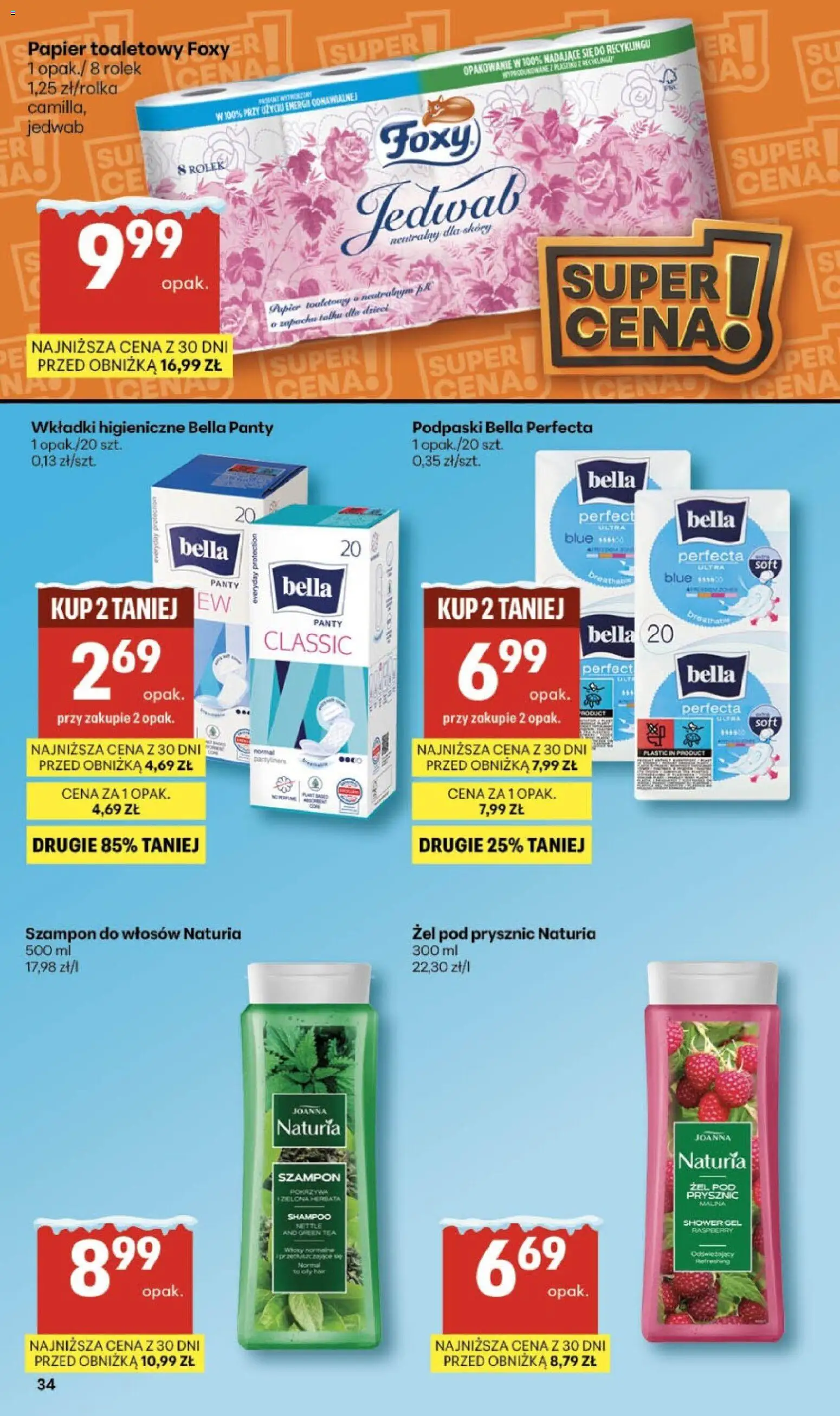 Delikatesy Centrum Gazetka - Sklepy Własne od 29.01.2026 | Strona: 34 | Produkty: Podpaski bella, Podpaski, Wkładki higieniczne, Szampon