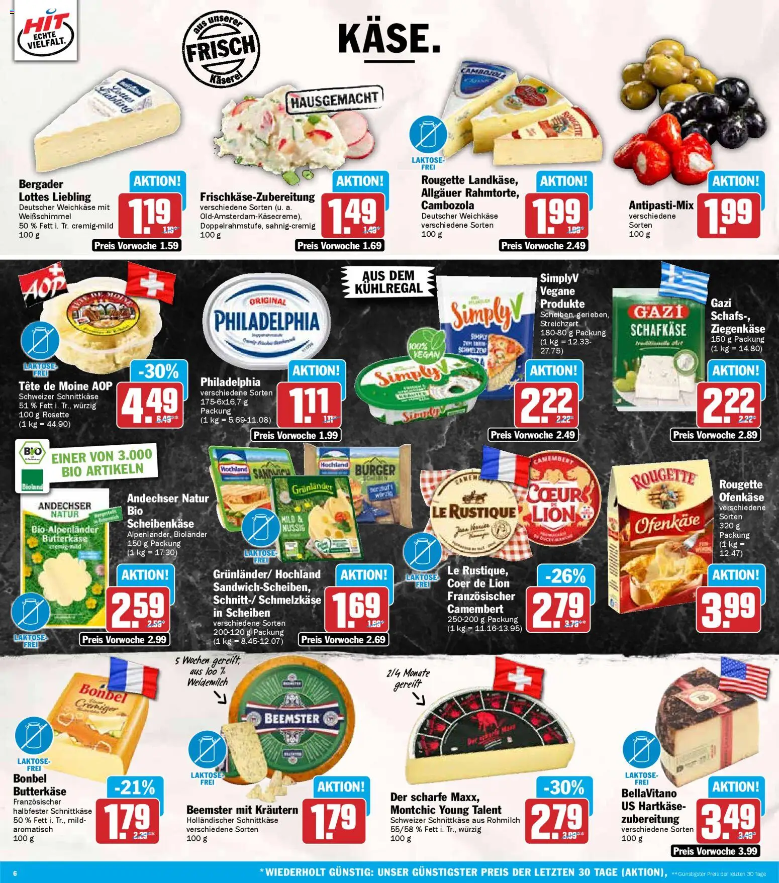 HIT - Baden-Württemberg – gültig ab 03.11.2025 | Seite: 6 | Produkte: Ziegenkäse, Burger, Rougette ofenkase, Grunlander