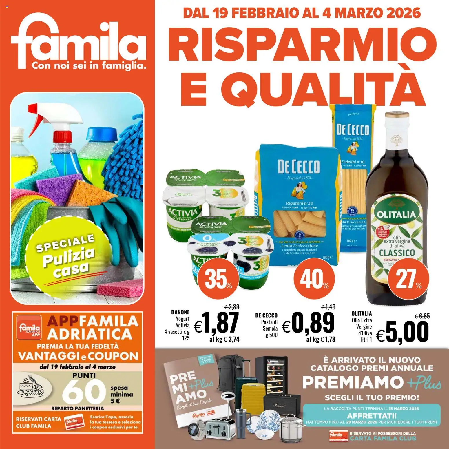 Volantino Famila del 19.02.2026 | Pagina: 1 | Prodotti: Yogurt, Olio, Pasta