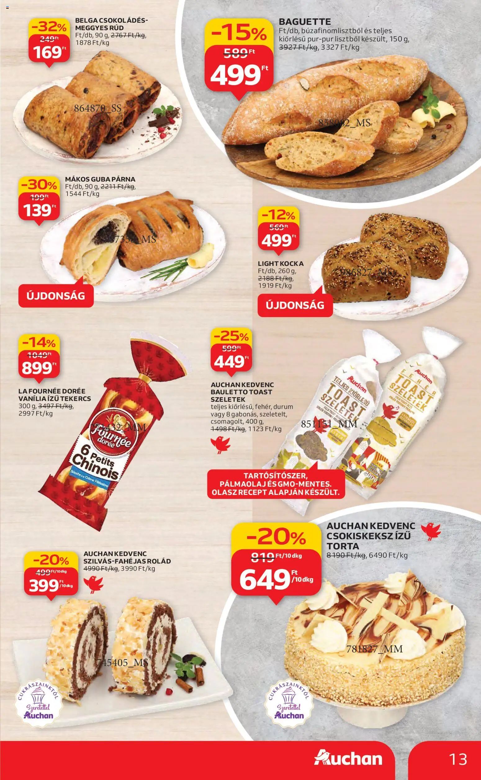 Auchan akciós ujság - amely érvényes a következő dátumtól: 13.11.2025 | Oldal: 13 | Termékek: Torta, Párna
