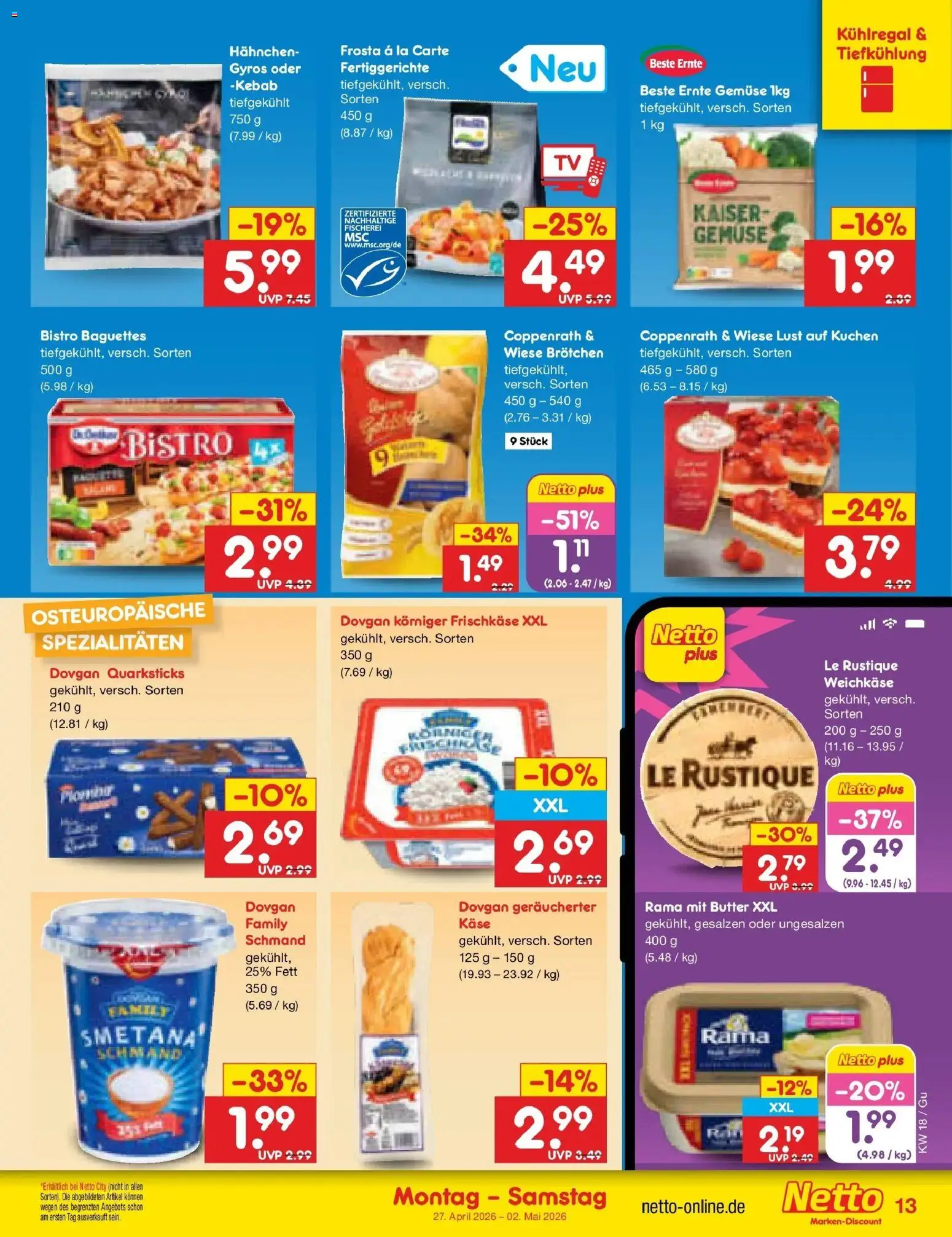 Netto Marken-Discount Prospekt Machern	 – gültig ab 27.04.2026 | Seite: 15 | Produkte: Käse, Fertiggerichte, Frischkase, TV