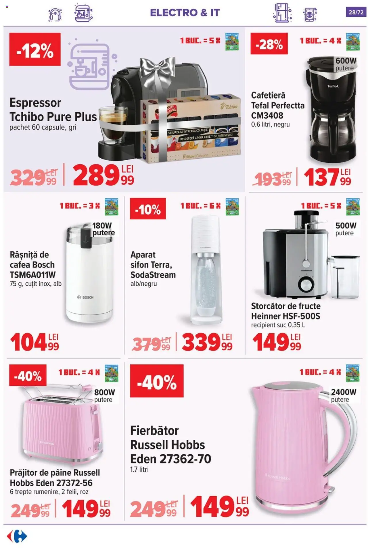 Noul catalog Carrefour – valabil de la 15.10.2025 | Pagină: 29 | Produse: Espressor, Cafetieră, Storcător, Suc