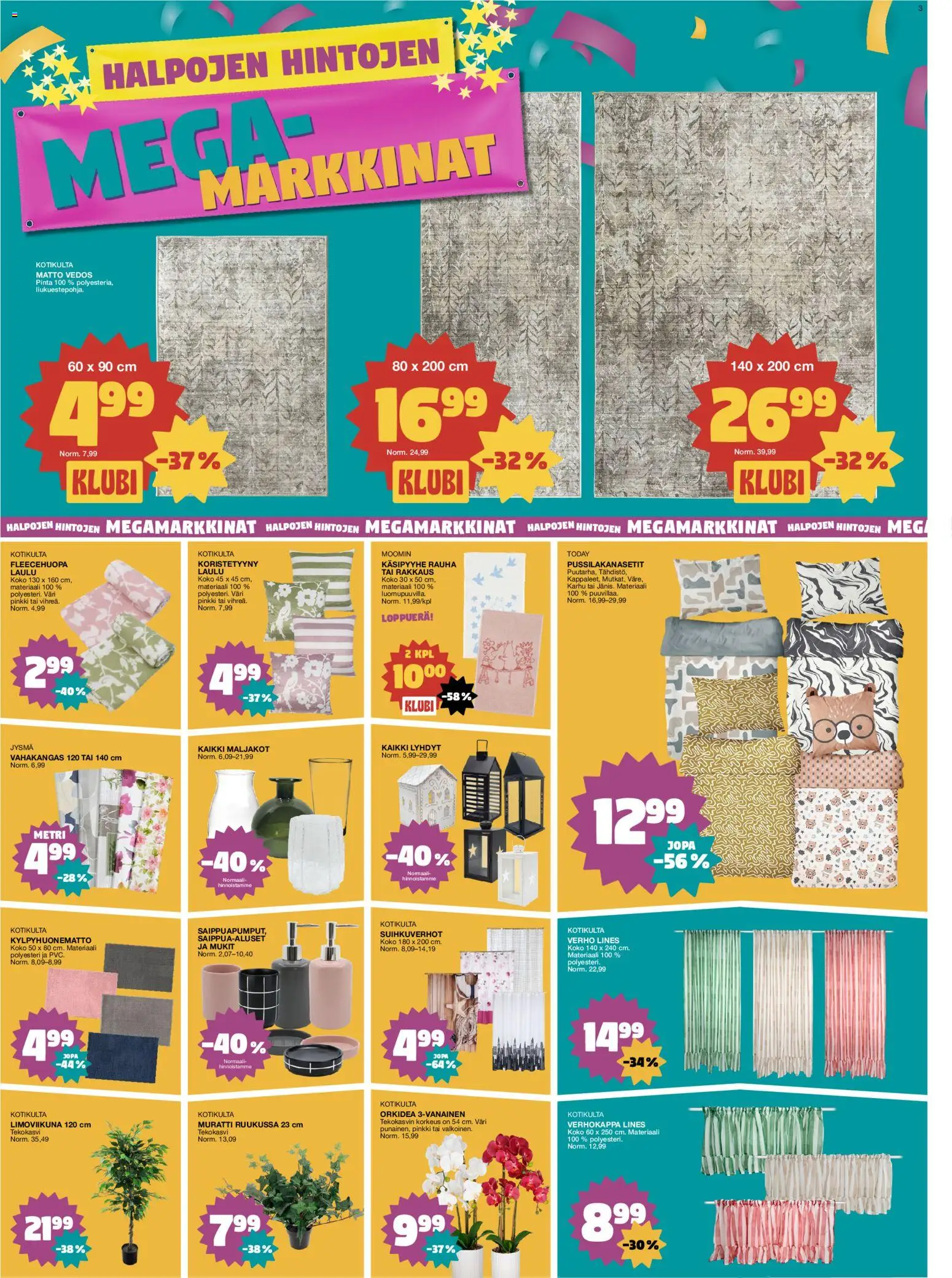 Tokmanni tarjoukset – voimassa 19.01.2026 alkaen | Sivu: 3 | Tuotteet: Verho, Matto, Koristetyyny, Tekokasvi
