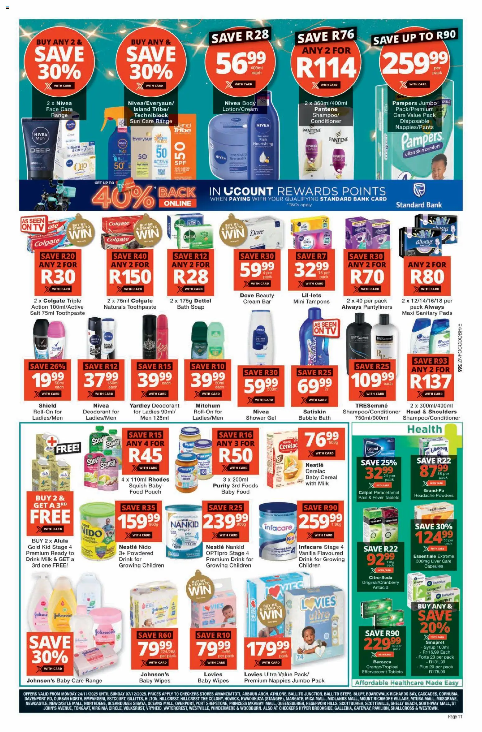 New Checkers catalogue – valid from 23.11.2025 | Page: 11 | Products: Drone, Pads, Milk, Nappies