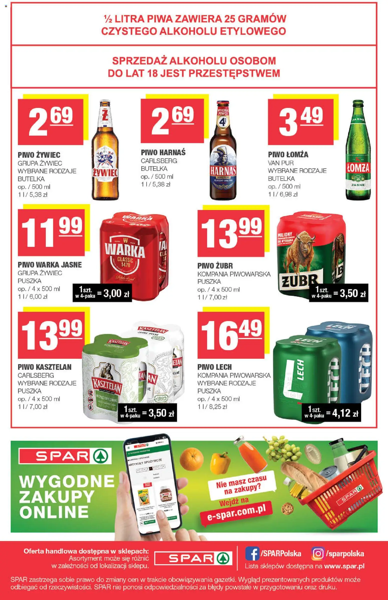 Spar Gazetka od 05.11.2025 | Strona: 8 | Produkty: Piwo żubr, Piwo Warka, Harnaś, Piwo
