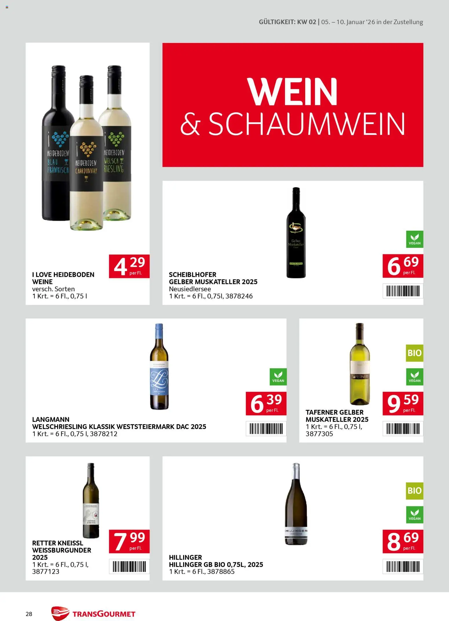 Transgourmet Zustellaktion gültig ab 05.01.2026 | Seite: 28 | Produkte: Wein