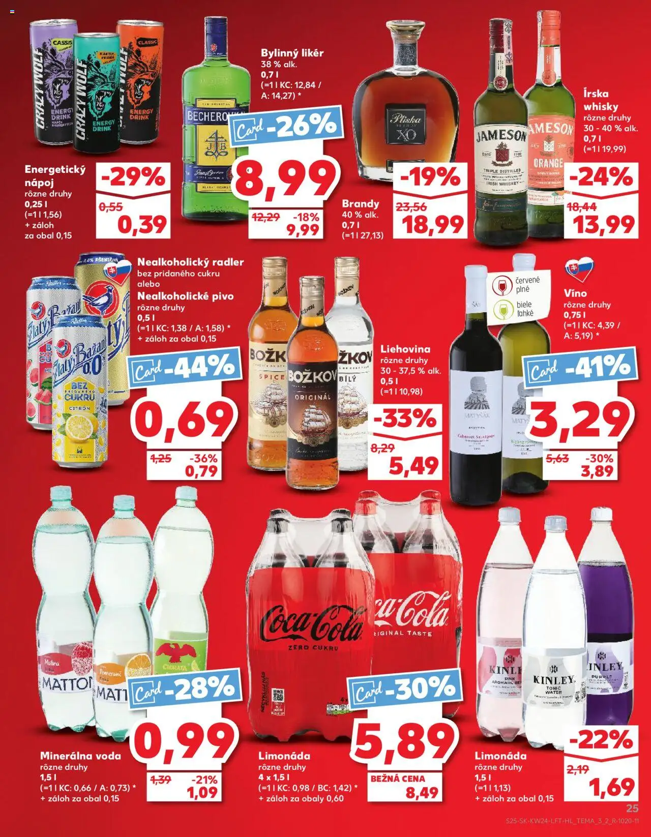 Kaufland Bratislava-Rača │ platný od 12.06.2025 | Strana: 25 | Produkty: Brandy, Nealkoholické pivo, Cola, Energetický nápoj