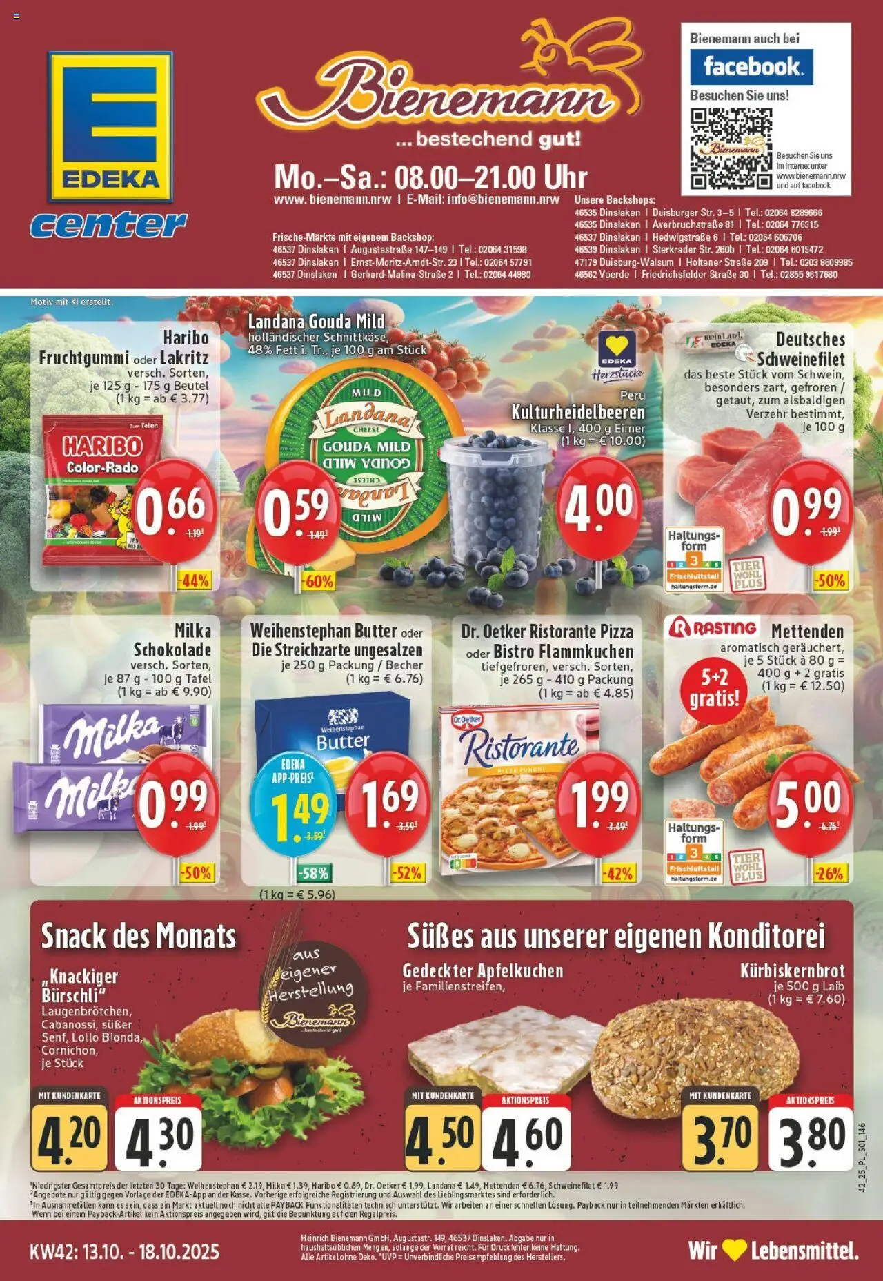 Edeka prospekt Dinslaken	 – gültig ab 13.10.2025 | Seite: 1 | Produkte: Schokolade, Milka schokolade, Apple, Pizza