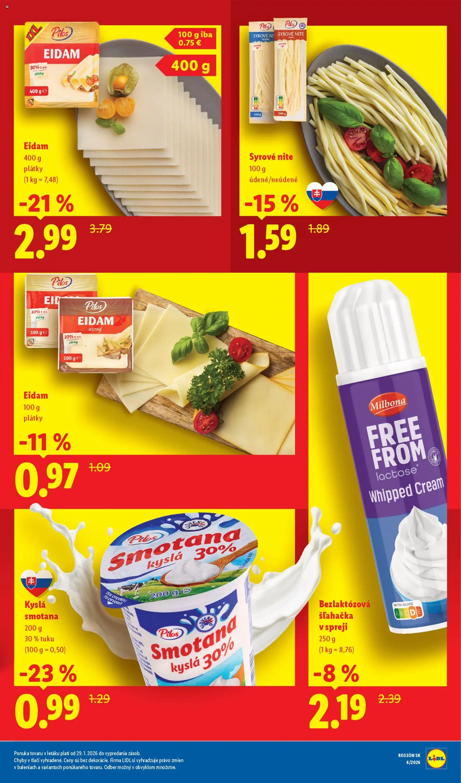 Nové Lidl akcie – leták je platný od 09.03.2026 | Strana: 8 | Produkty: Smotana, Eidam, Šľahačka