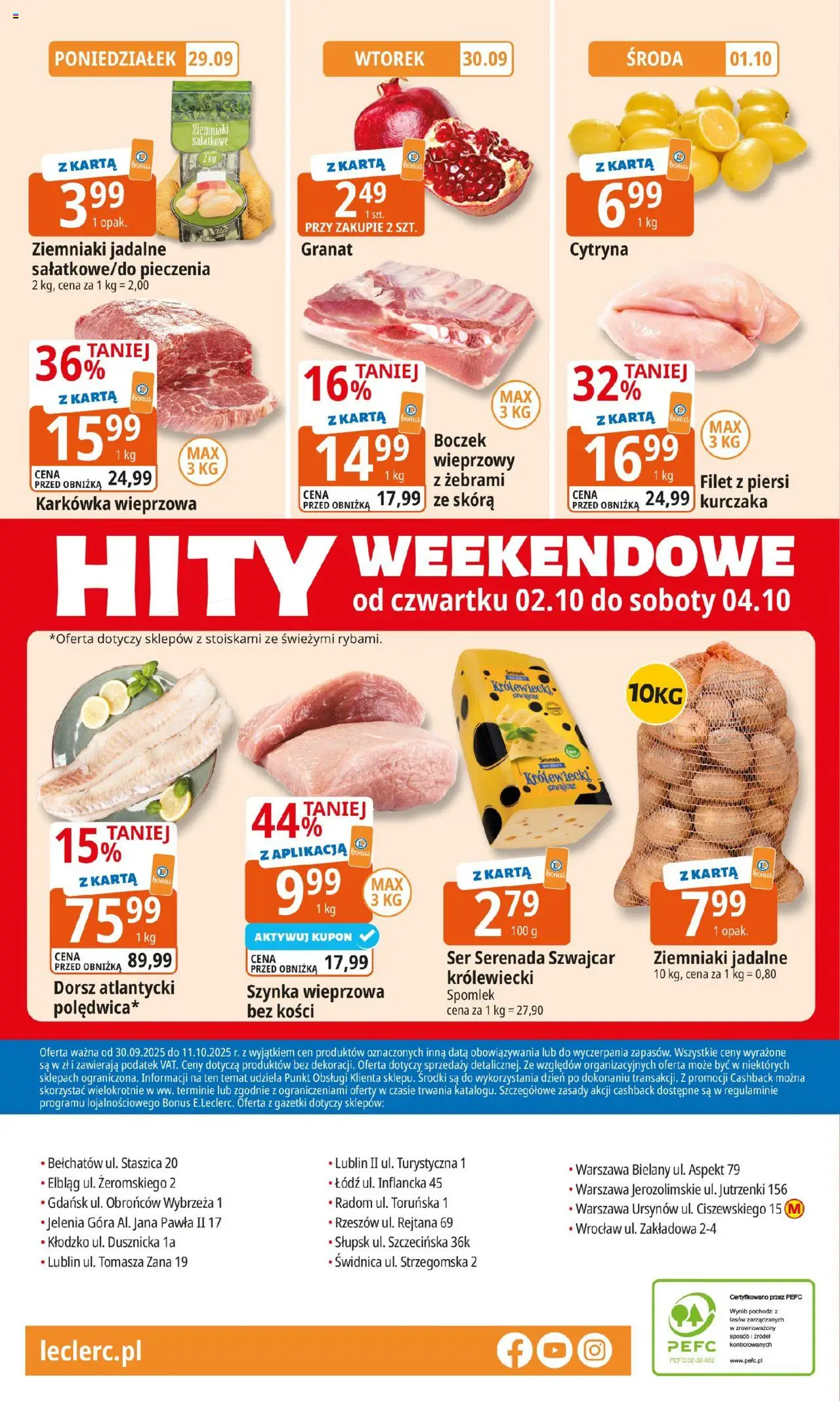 E.Leclerc Gazetka - Elbląg od 30.09.2025 | Strona: 24 | Produkty: Karta, Karkówka, Karkówka wieprzowa, Dorsz