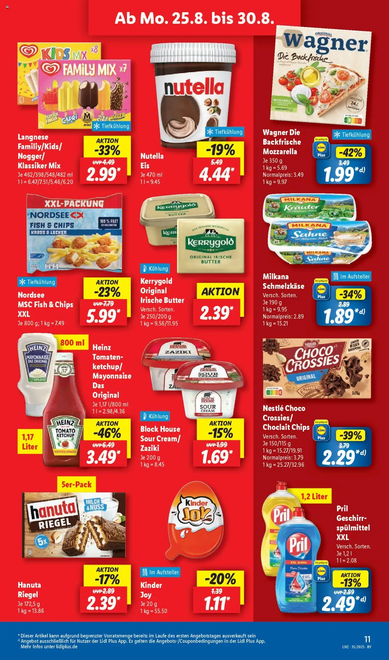 Lidl Prospekt Uffenheim - gültig ab dem 25.08.2025 | Seite: 17 | Produkte: Milkana, Mozzarella, Tomaten, Pril
