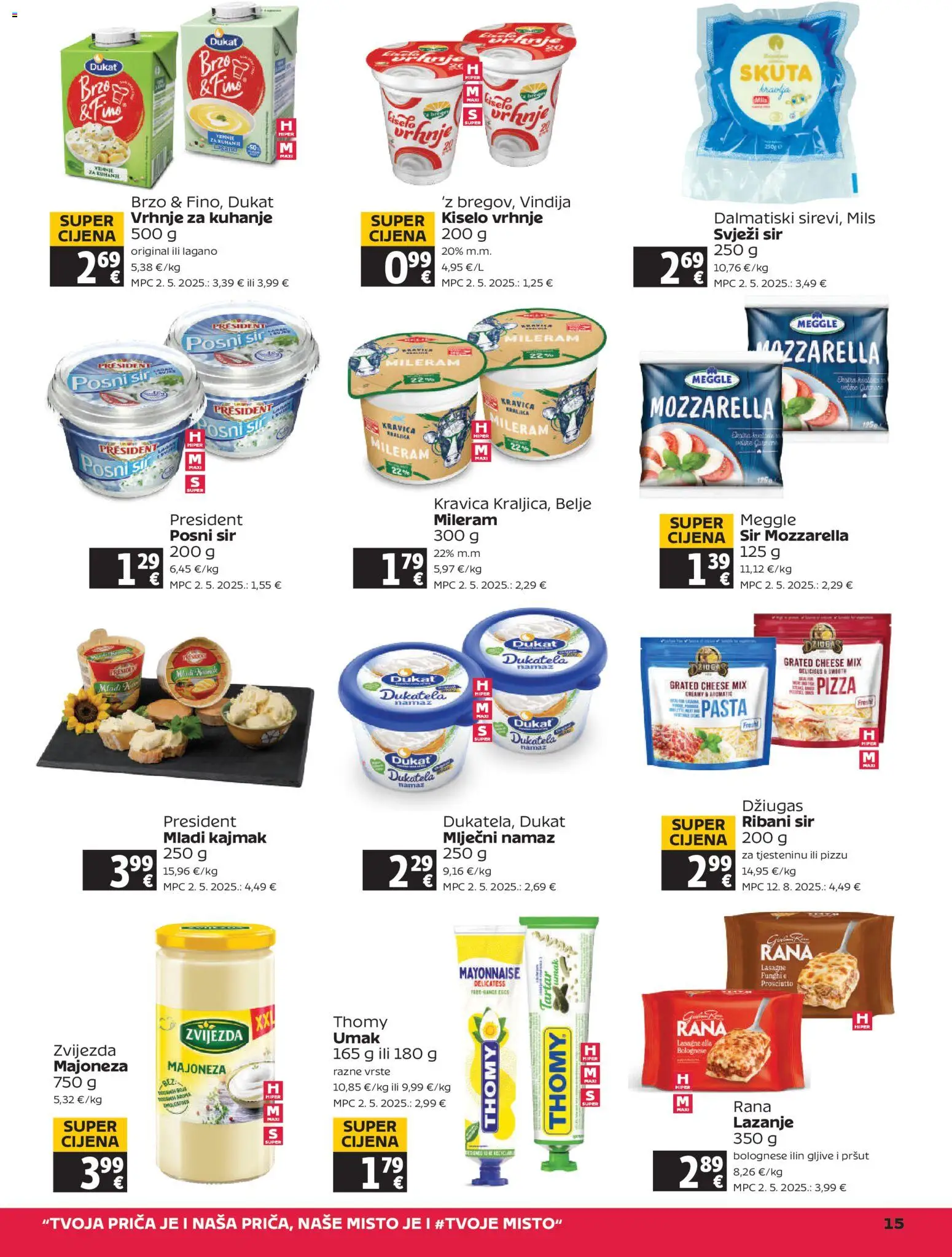 Tommy katalog | vrijedi od 04.12.2025 | Stranica: 15 | Proizvodi: Vindija, Kajmak, Svježi sir, Majoneza